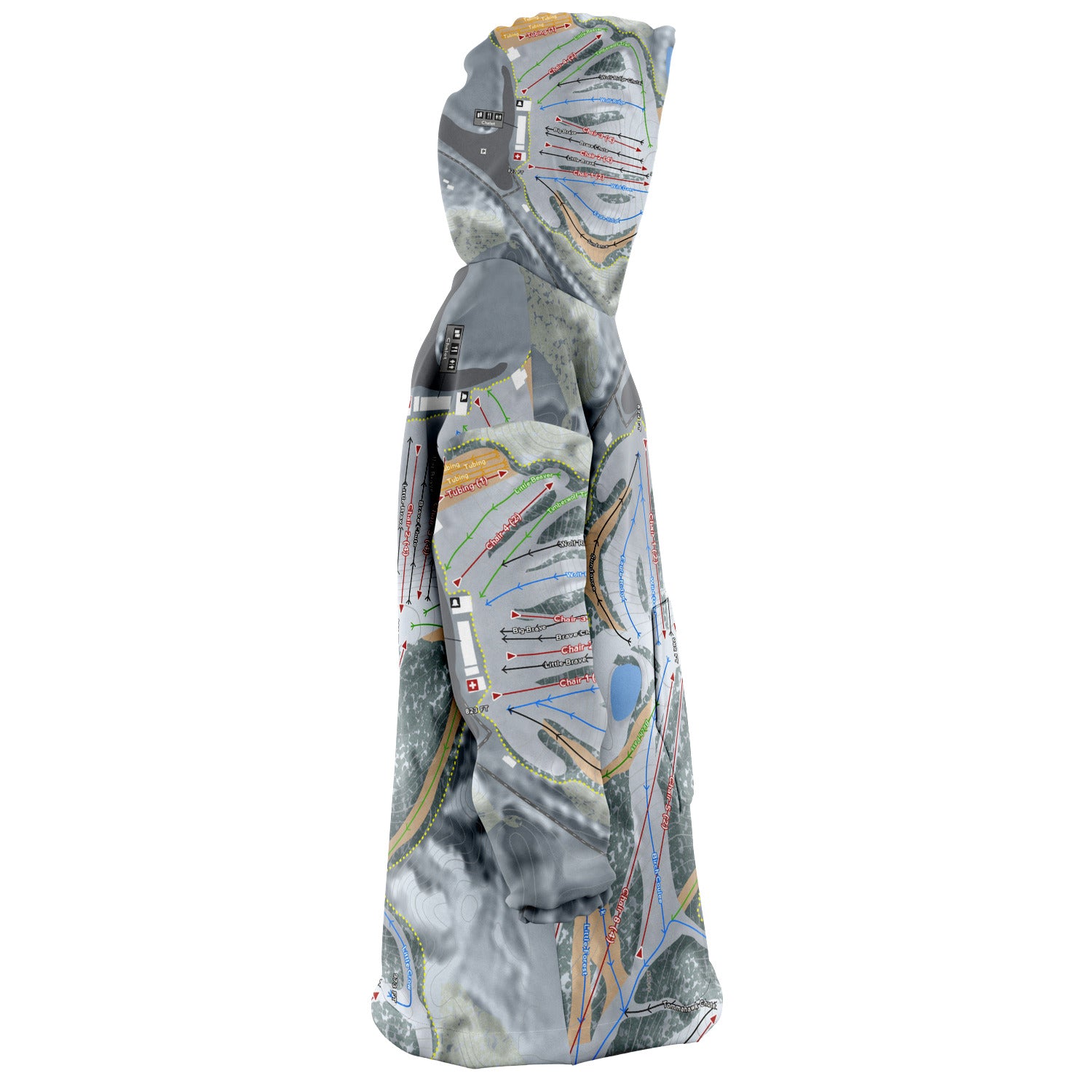 Mount Kato, Minnesota Ski Trail Map Snug Hoodie