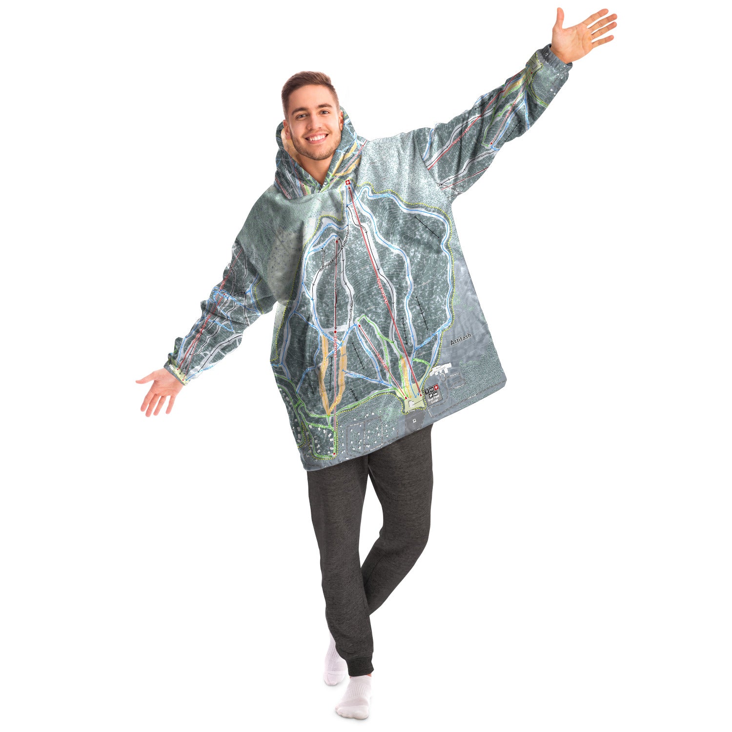 Attitash Mountain, New Hampshire Ski Trail Map - Snug Hoodie