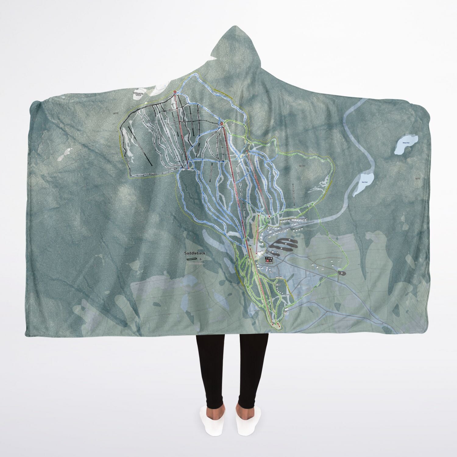 Saddleback, Maine Ski Trail Map - Adult Hooded Blanket