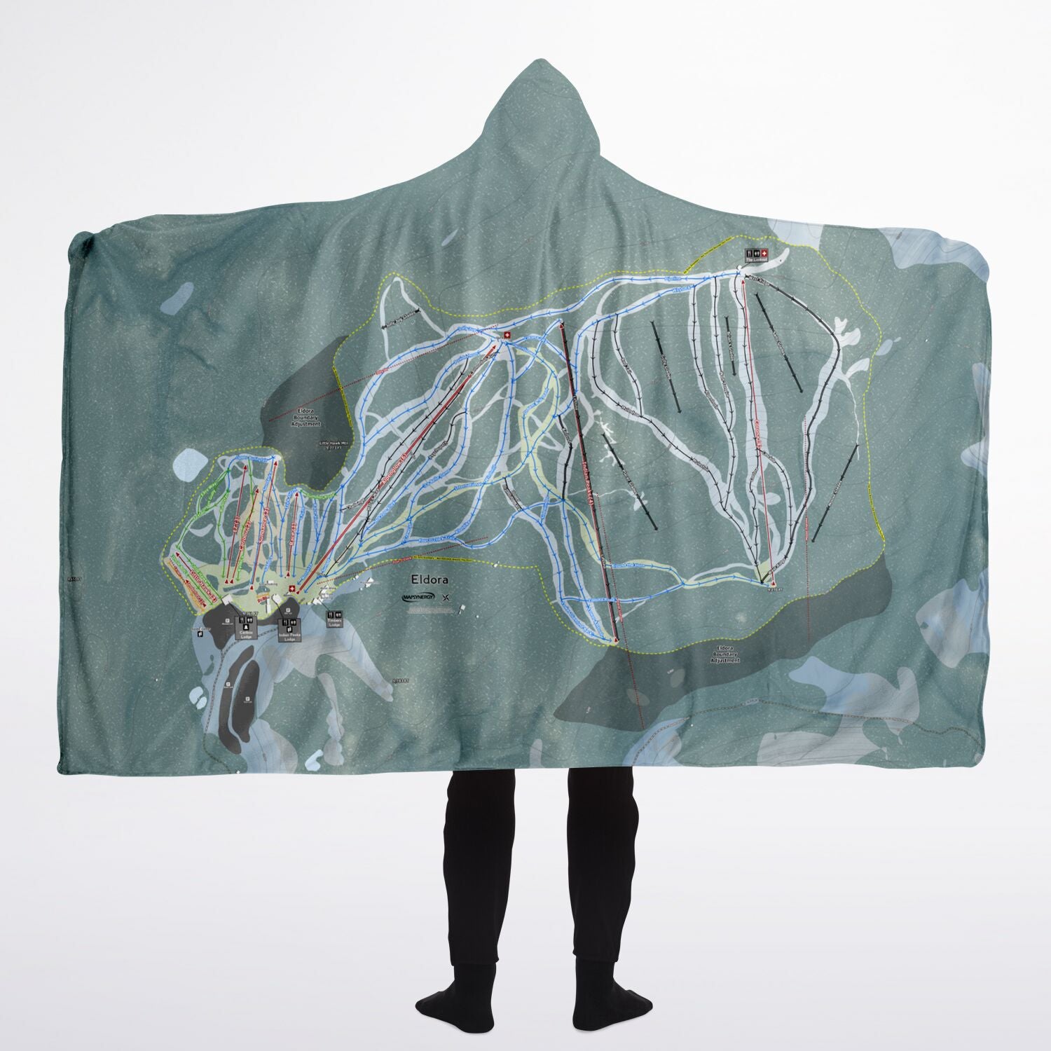 Eldora, Colorado Ski Trail Map - Adult Hooded Blanket