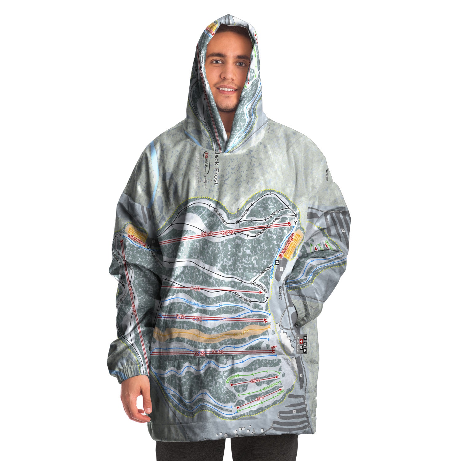 Jack Frost, Pennsylvania Ski Trail Map Snug Hoodie