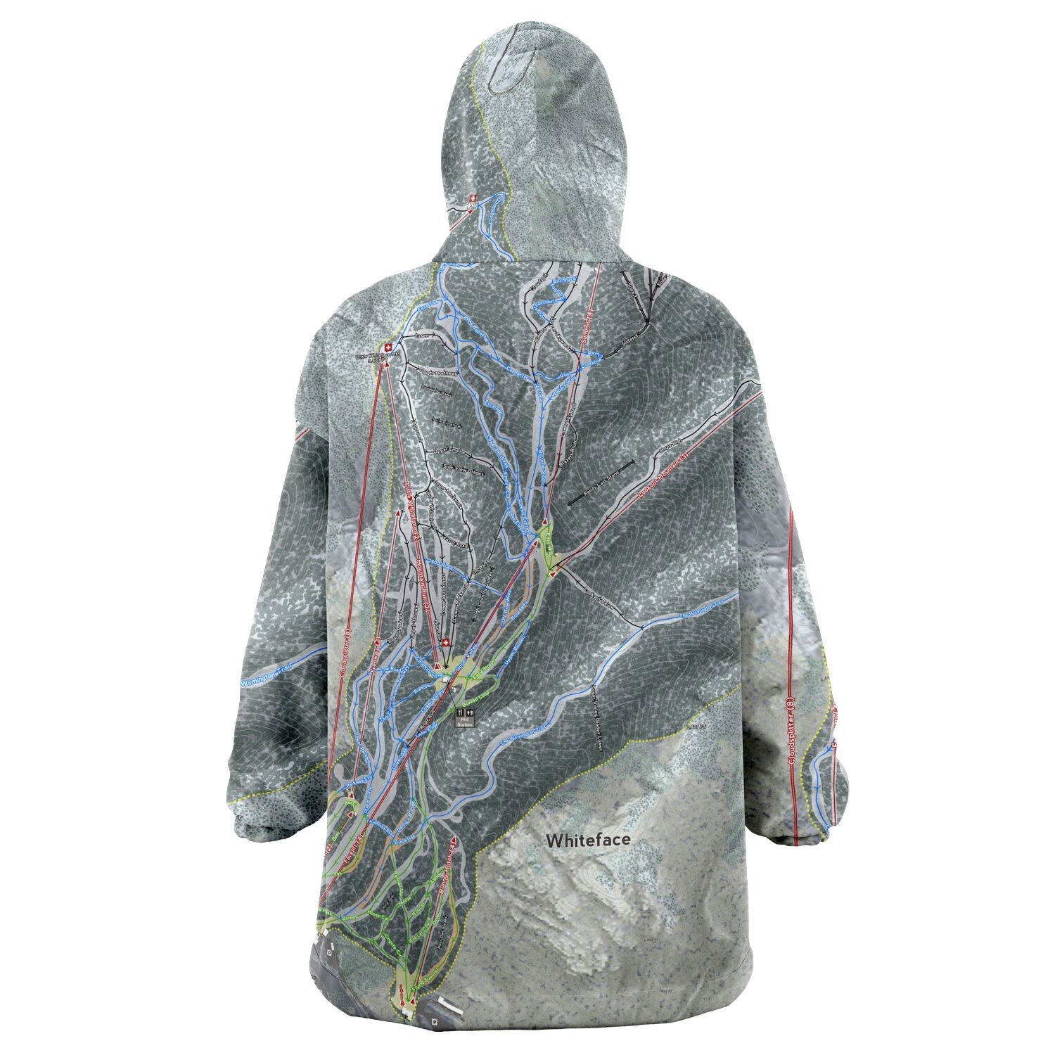 Whiteface, New York Ski Trail Map - Snug Hoodie