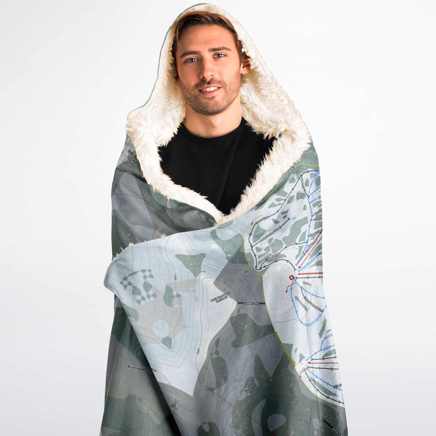 Brian Head, Utah Ski Trail Map - Adult Hooded Blanket