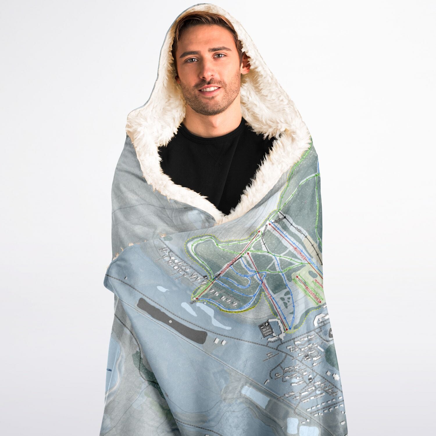 Holiday Valley Combo, New York Ski Trail Map - Adult Hooded Blanket