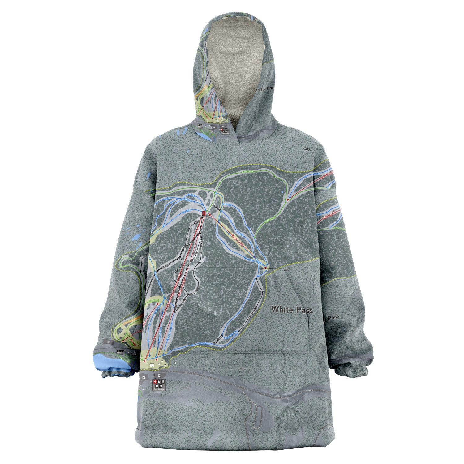 White Pass, Washington Ski Trail Map - Snug Hoodie