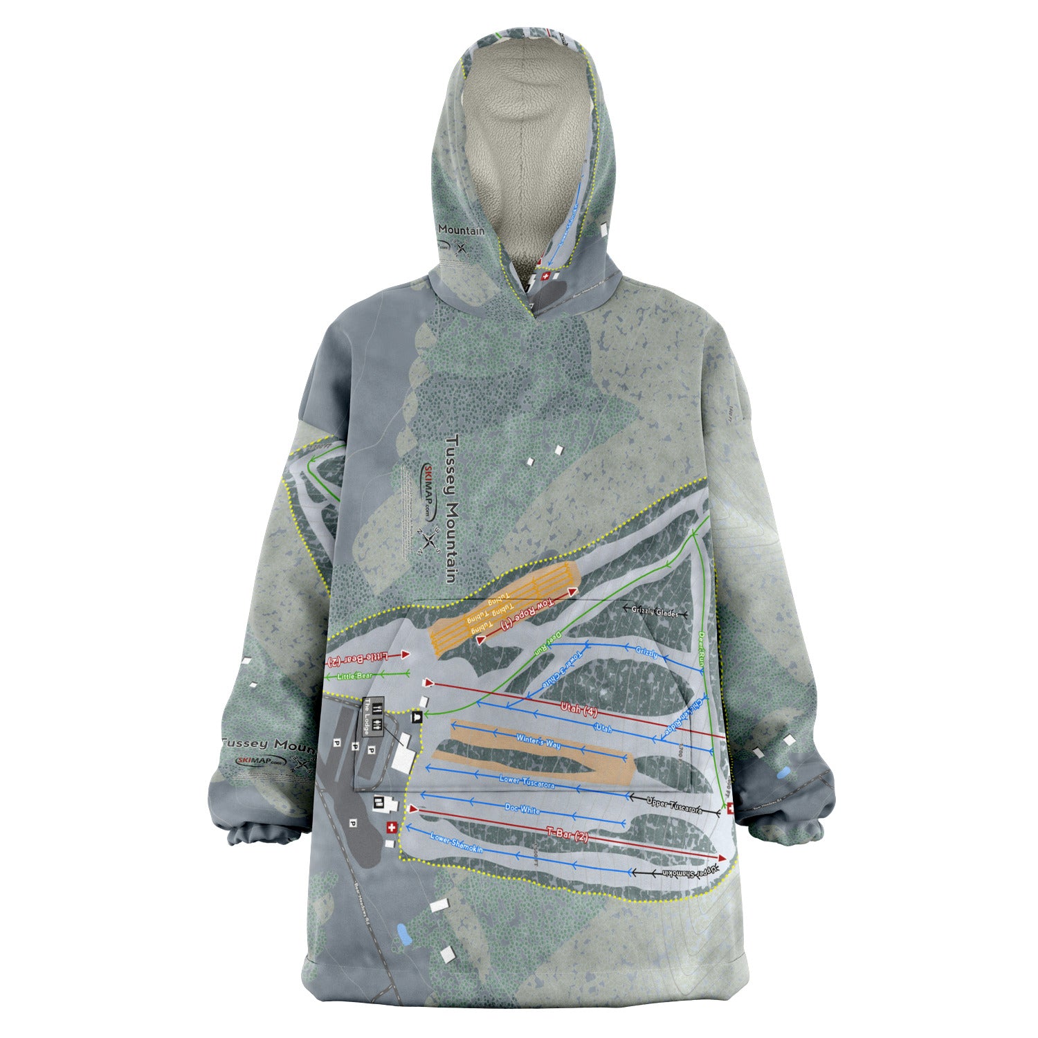 Tussey Mountain, Pennsylvania Ski Trail Map Snug Hoodie