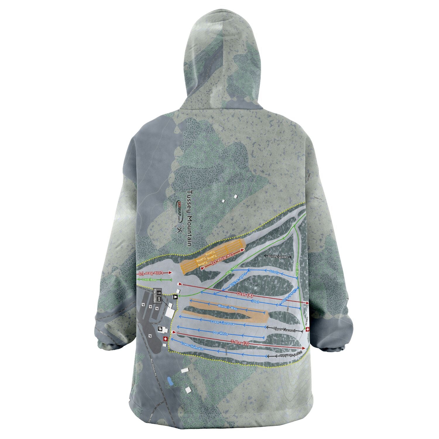 Tussey Mountain, Pennsylvania Ski Trail Map Snug Hoodie