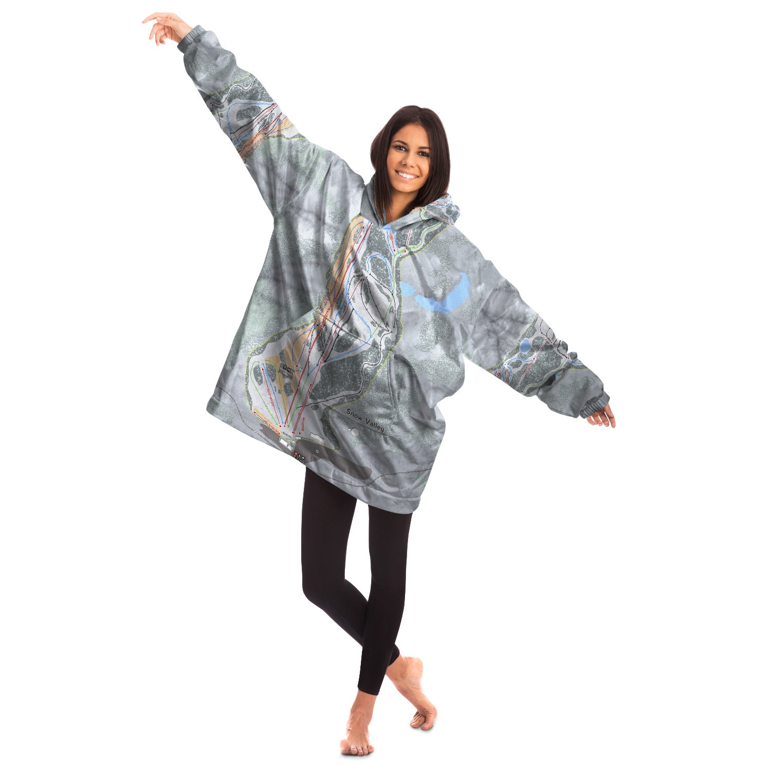 Snow Valley, California Ski Trail Map - Snug Hoodie