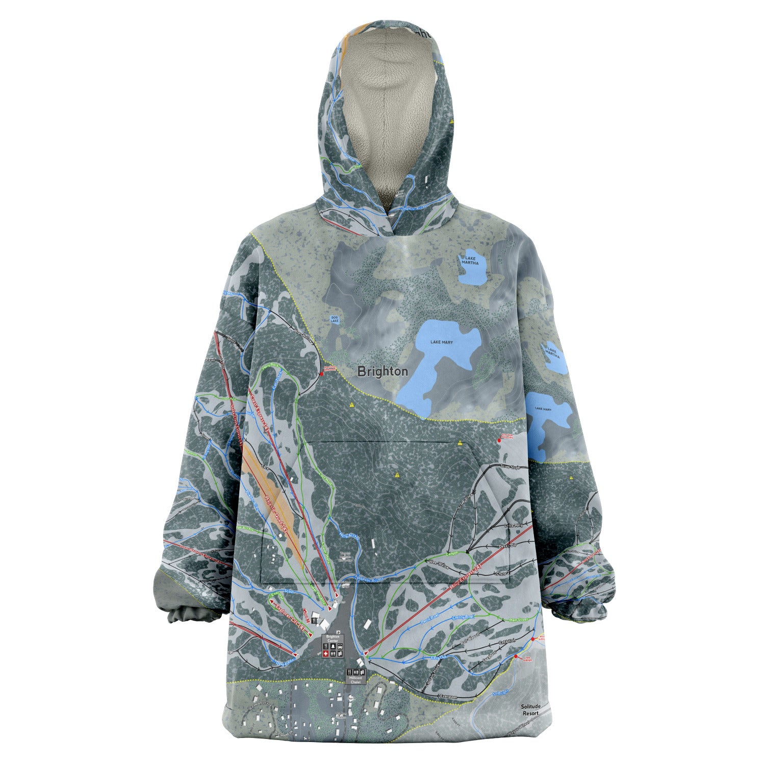 Brighton, Utah Ski Trail Map - Snug Hoodie