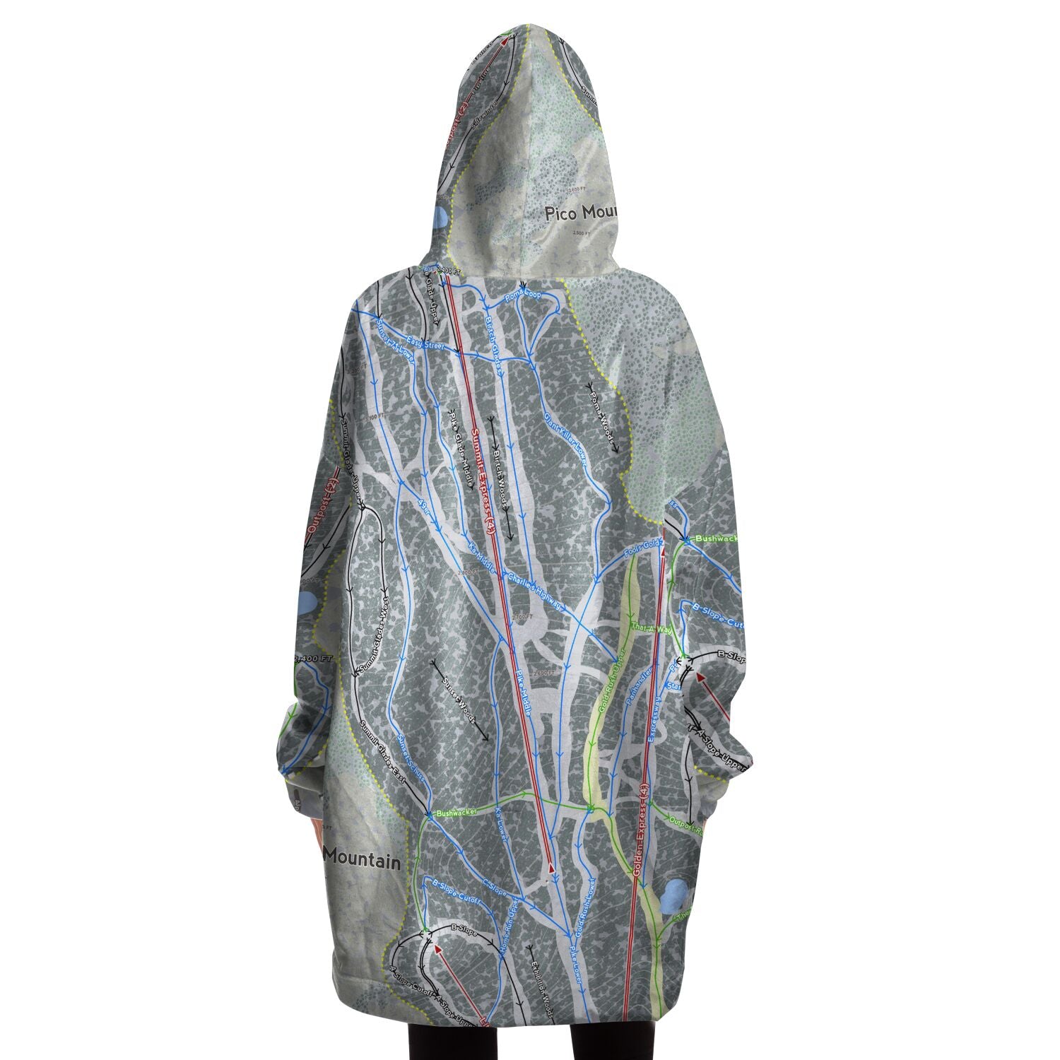 Pico Mountain, Vermont Ski Trail Map - Snug Hoodie