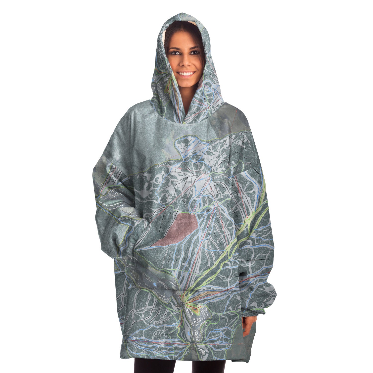 Sun Peaks, British Columbia Ski Trail Map Snug Hoodie