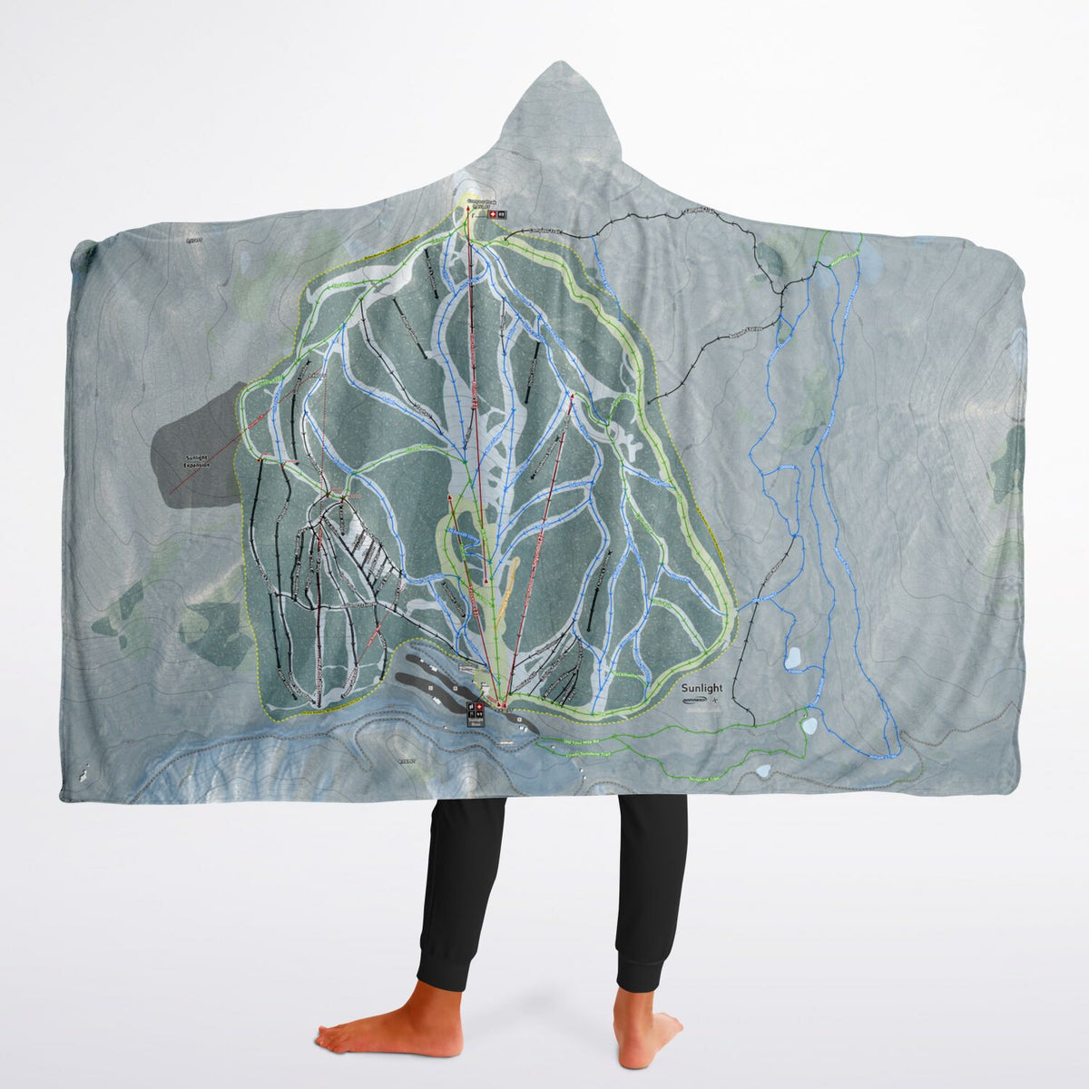 Sunlight, Colorado Ski Trail Map - Youth Hooded Blanket