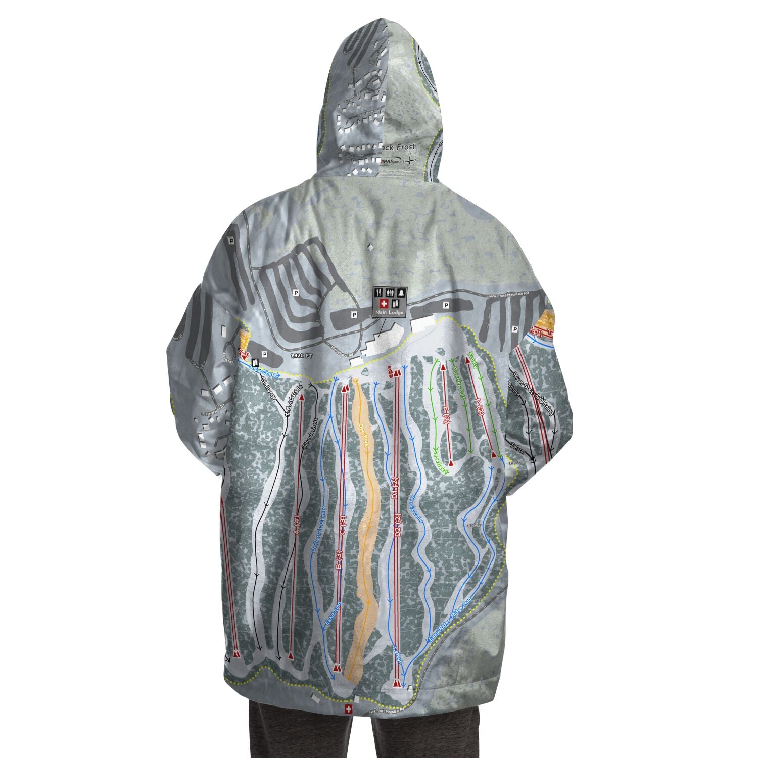 Jack Frost, Pennsylvania Ski Trail Map Snug Hoodie