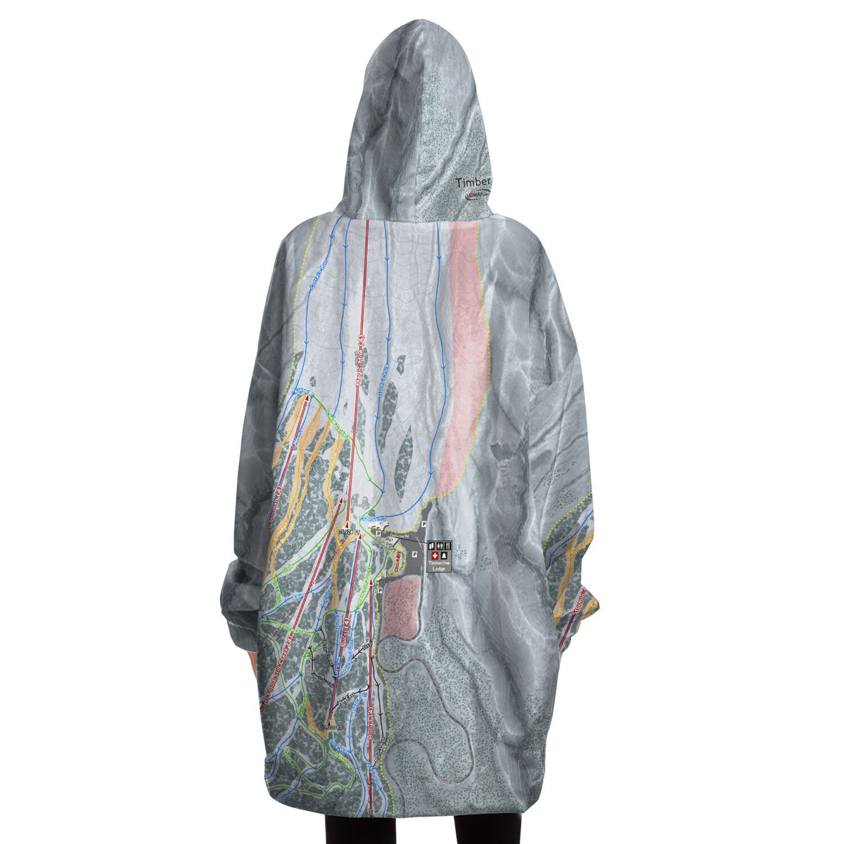 Timberline Mountain, West Virginia Ski Trail Map Snug Hoodie