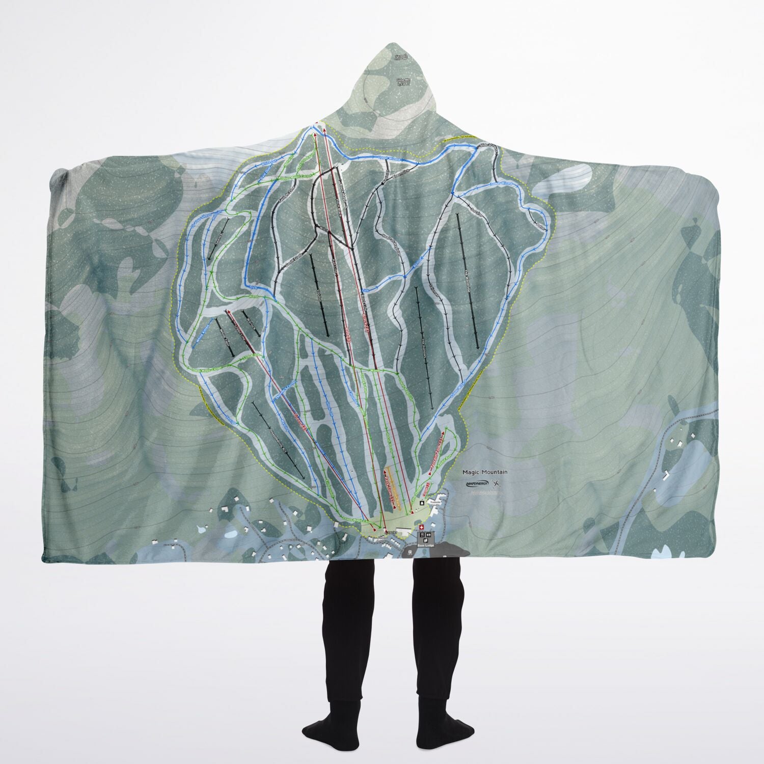 Magic Mountain, Vermont Ski Trail Map - Adult Hooded Blanket