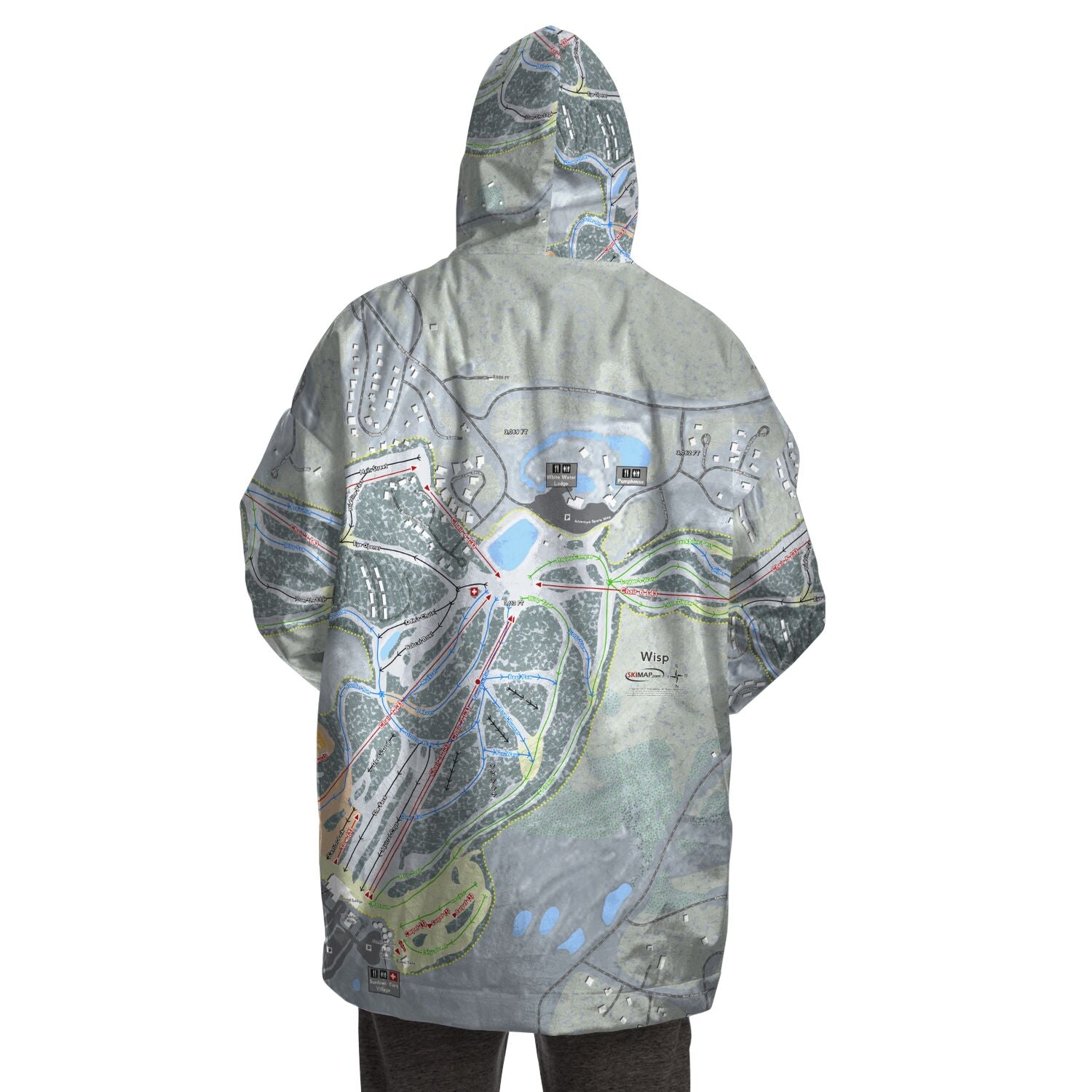 Wisp, Maryland Ski Trail Map - Snug Hoodie