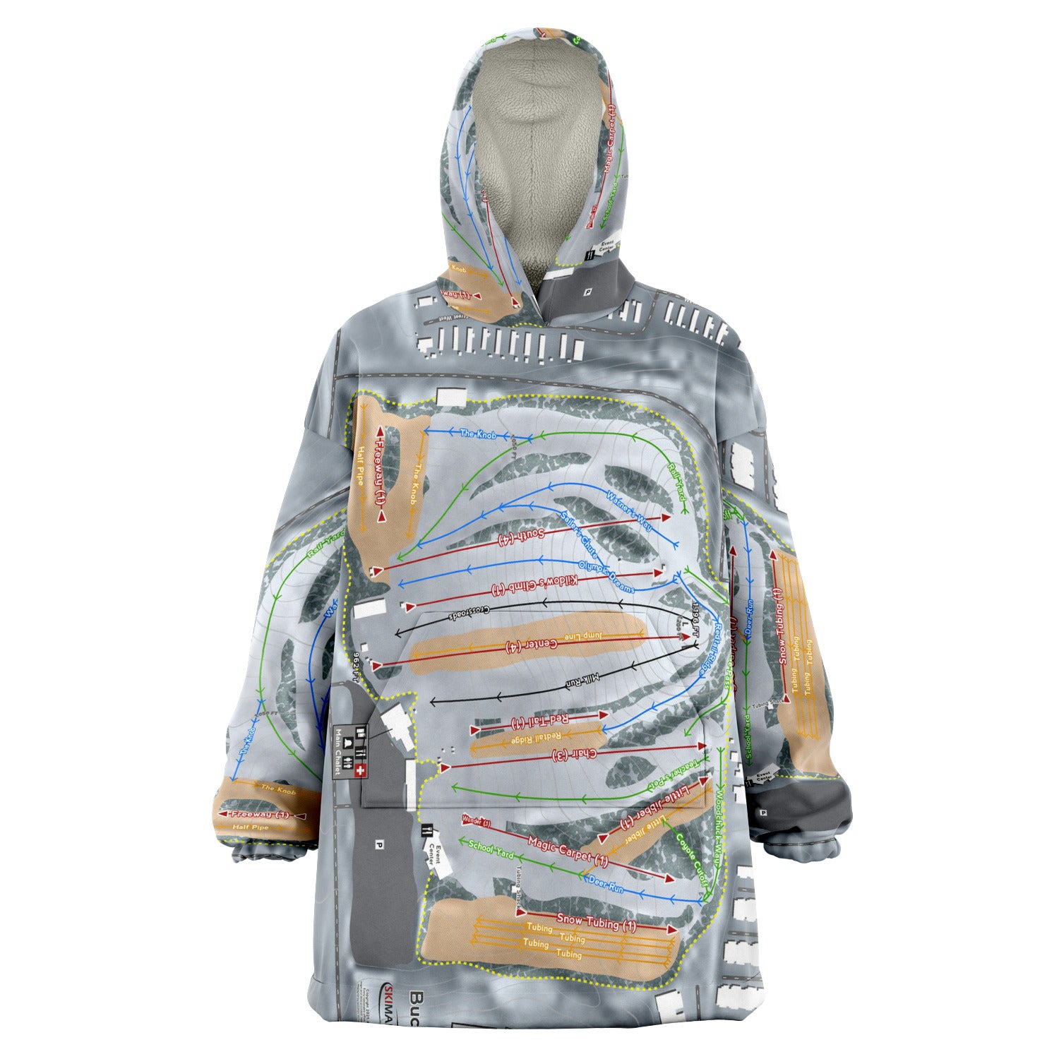 Buck Hill, Minnesota Ski Trail Map Snug Hoodie