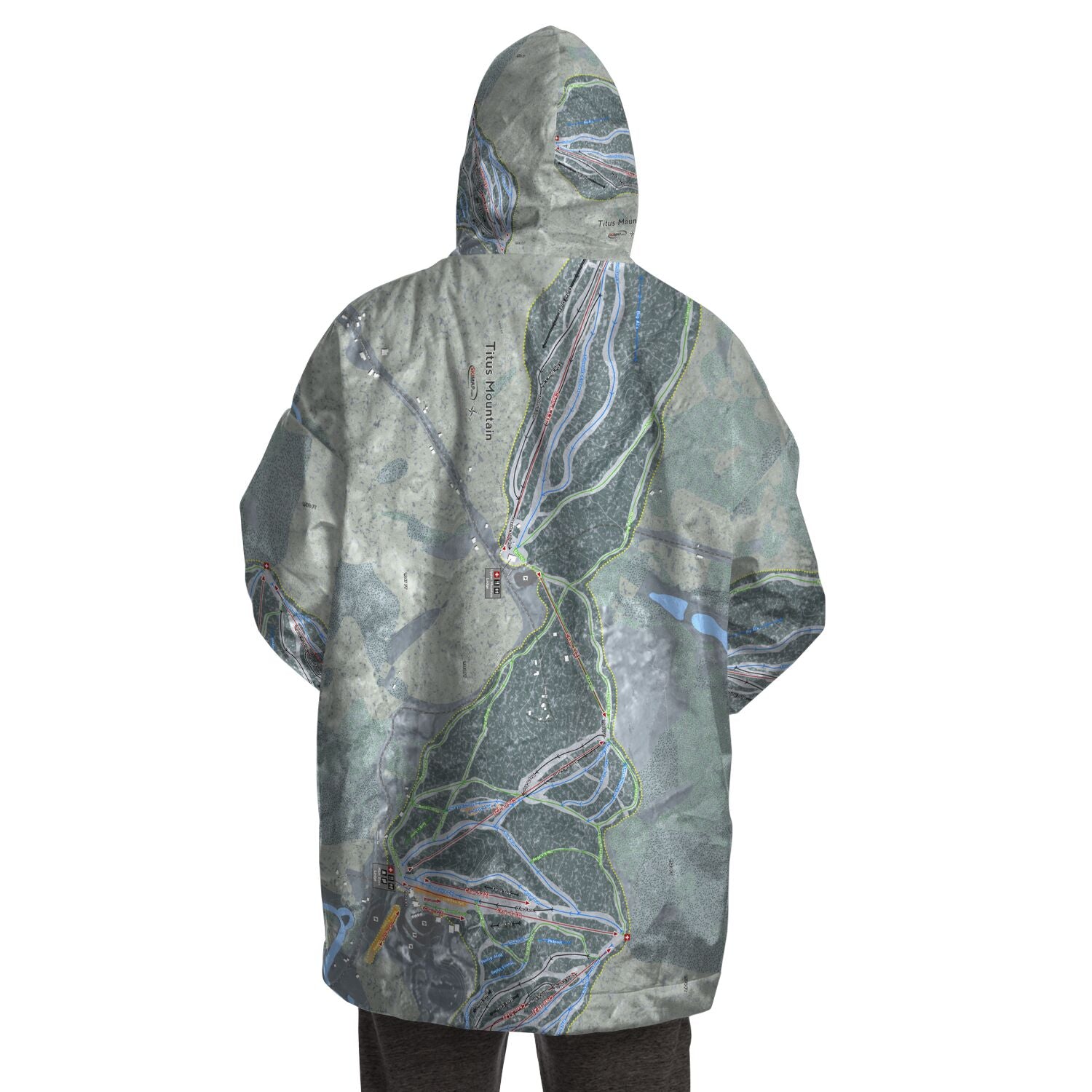 Titus Mountain, New York Ski Trail Map Snug Hoodie