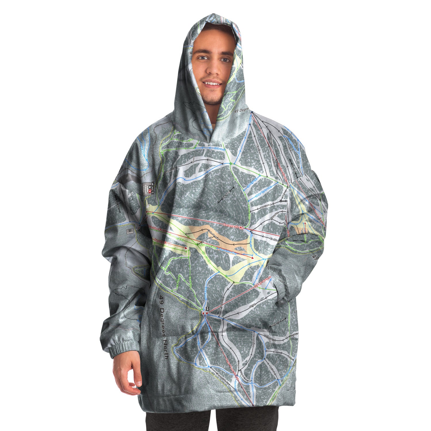 49 Degrees North, Washington Ski Trail Map - Snug Hoodie