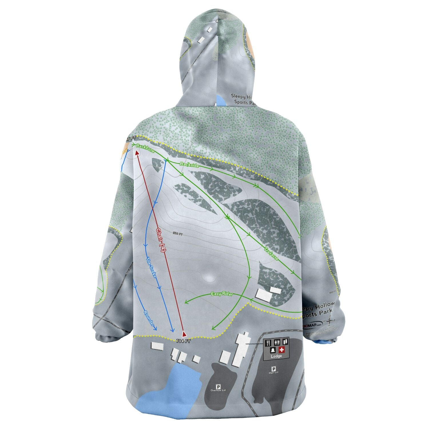 Sleepy Hollow Sports Park, Iowa Ski Trail Map - Snug Hoodie