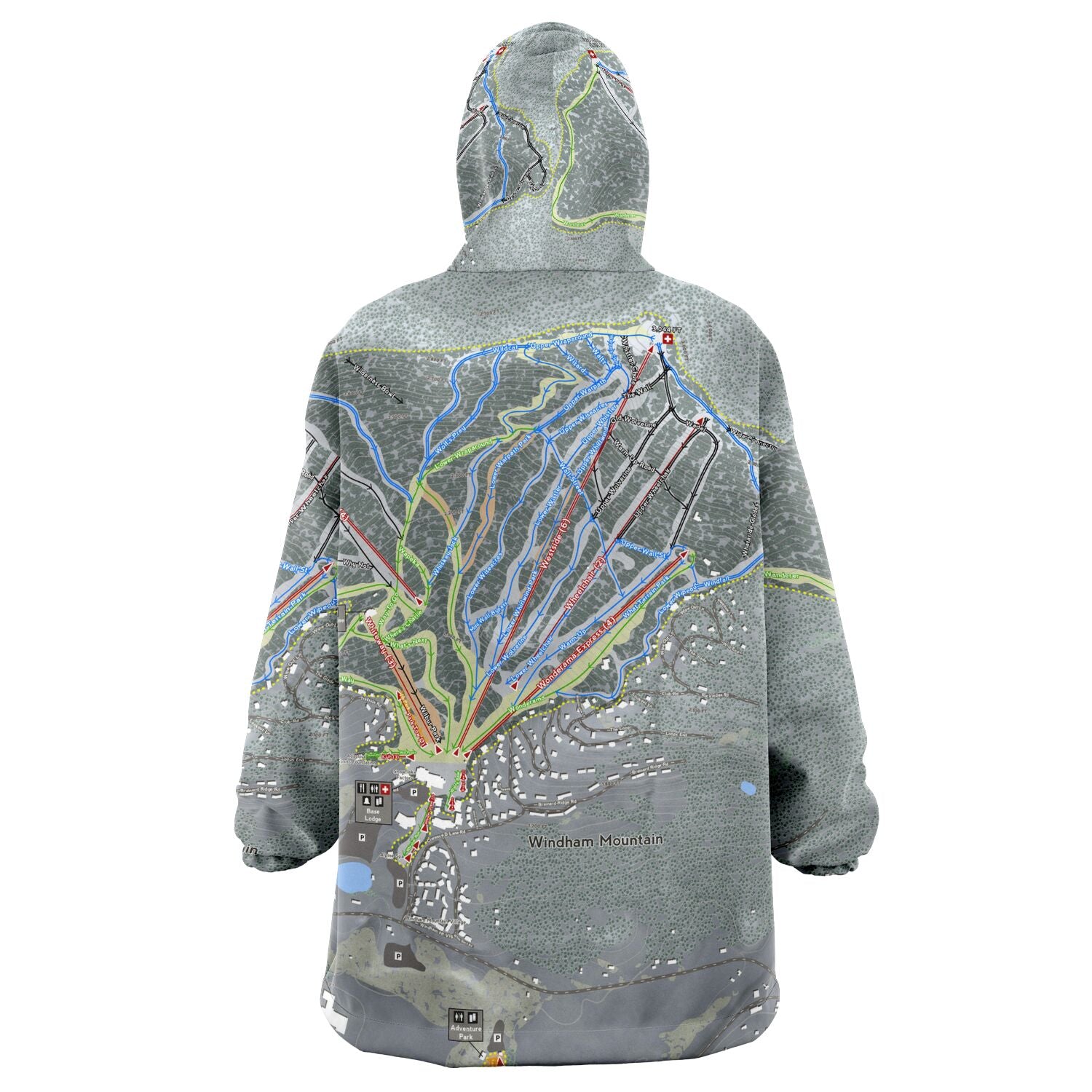 Windham Mountain, New York Ski Trail Map - Snug Hoodie