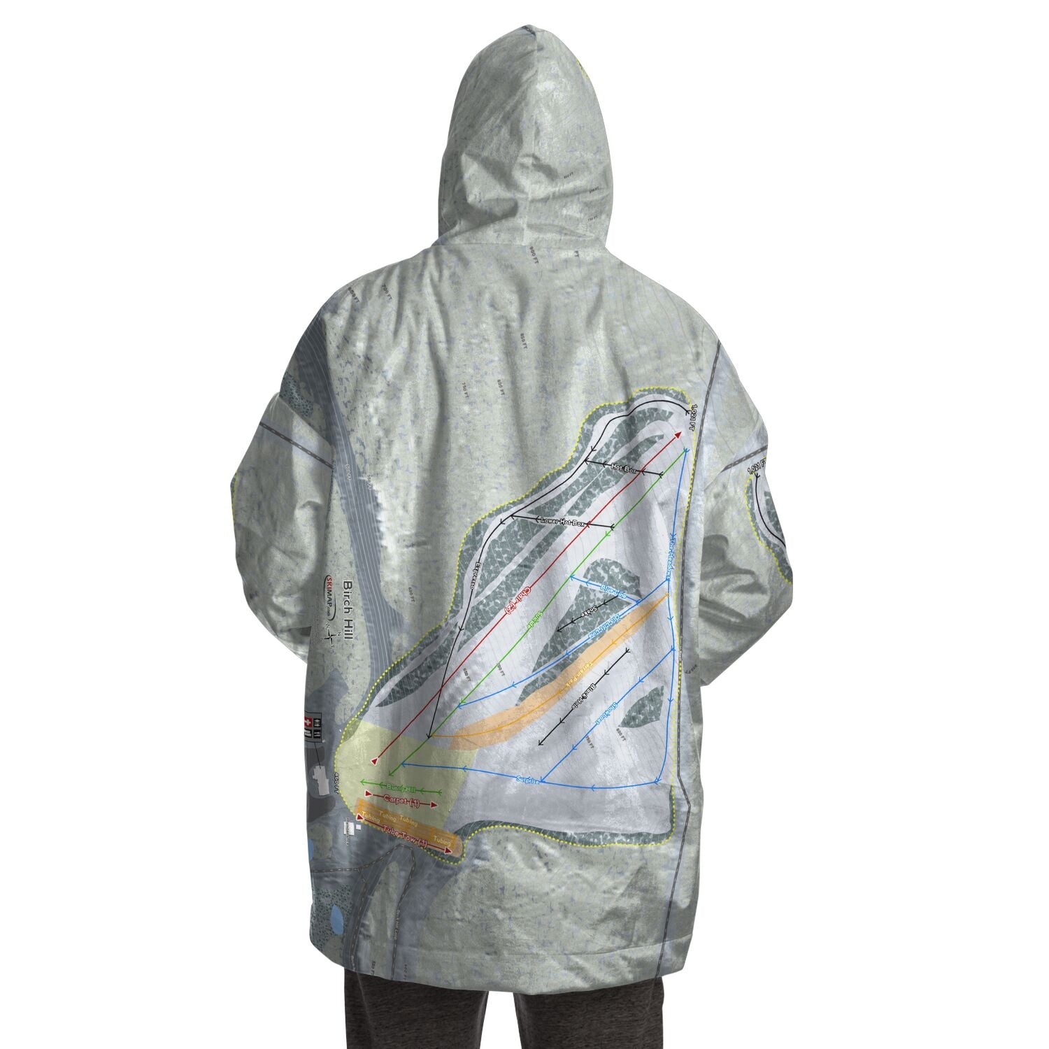 Birch Hill, Alaska Ski Trail Map Snug Hoodie