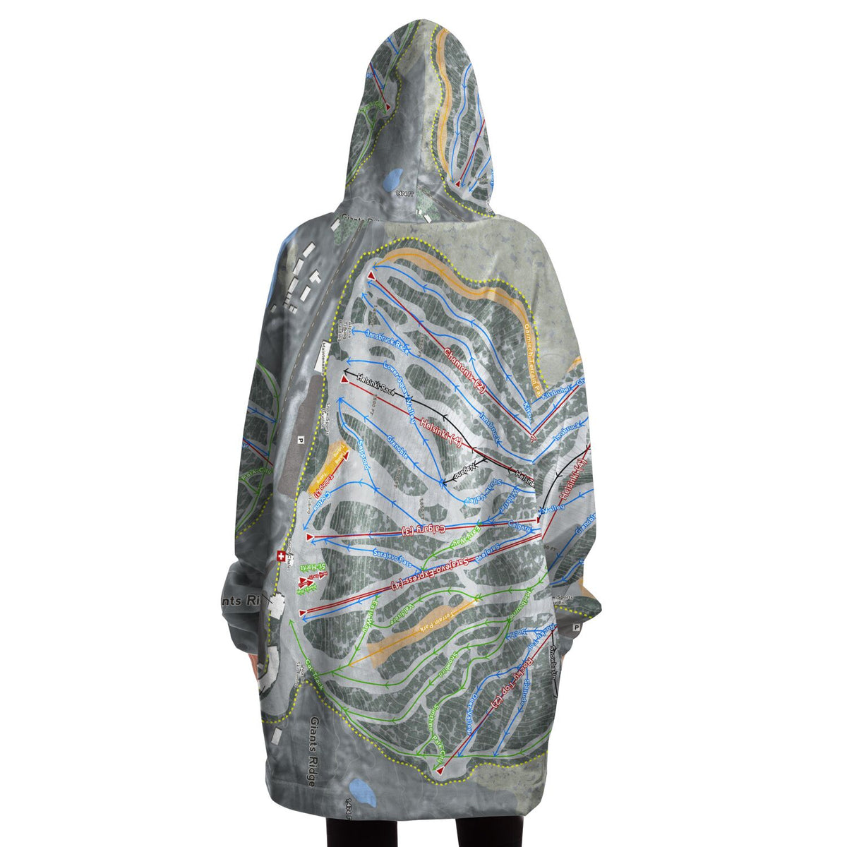 Giants Ridge, Minnesota Ski Trail Map Snug Hoodie