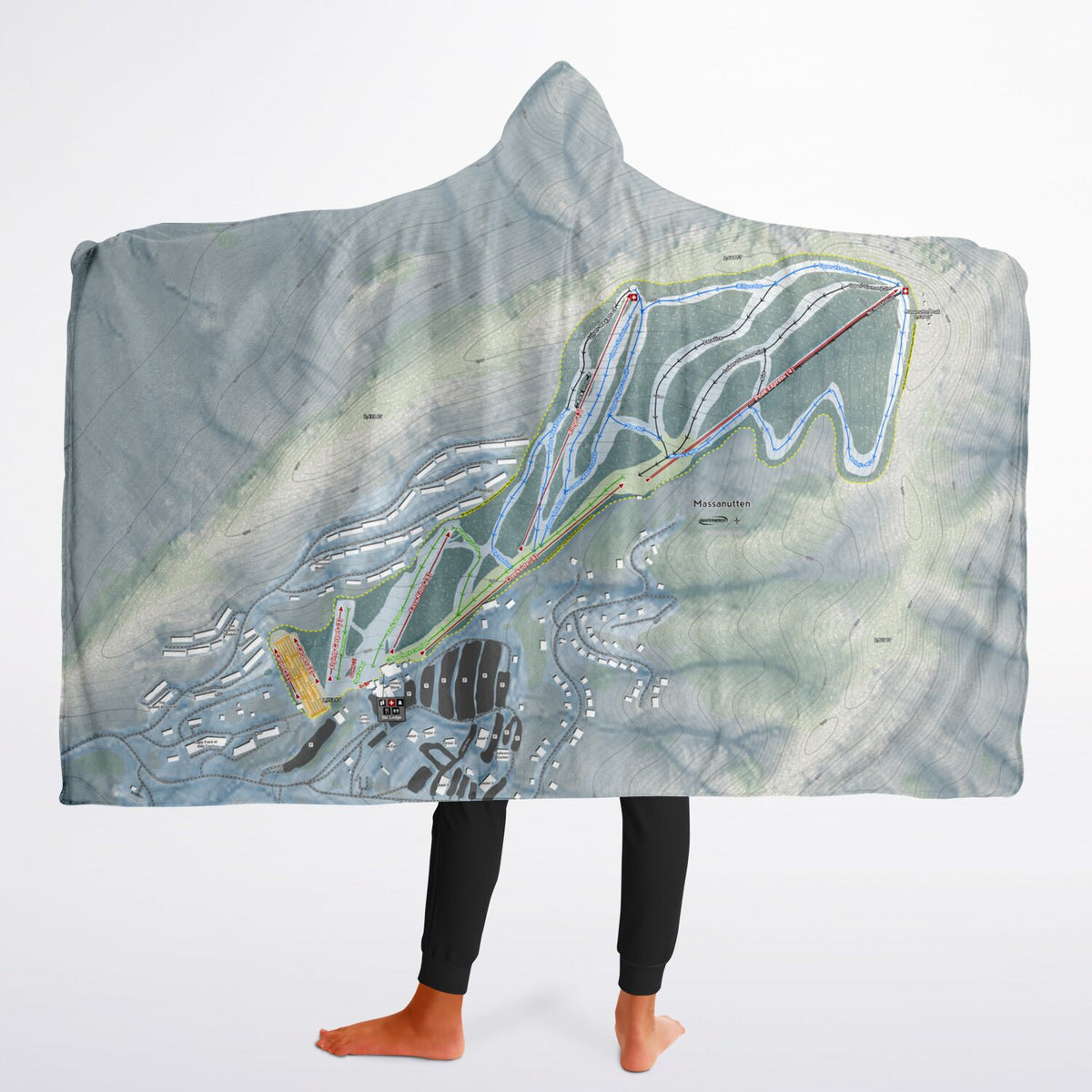 Massanutten, Virginia Ski Trail Map - Youth Hooded Blanket