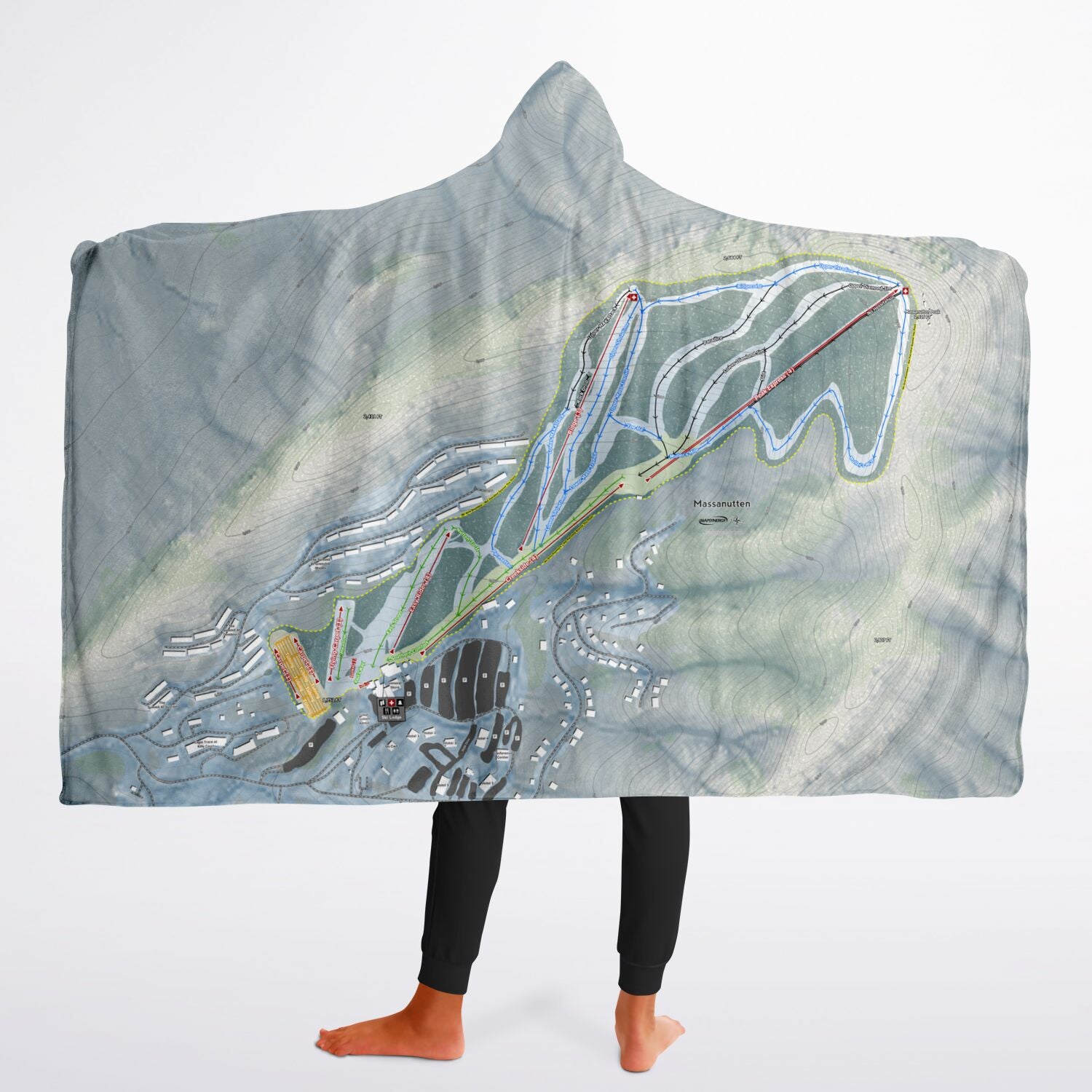 Massanutten, Virginia Ski Trail Map - Youth Hooded Blanket