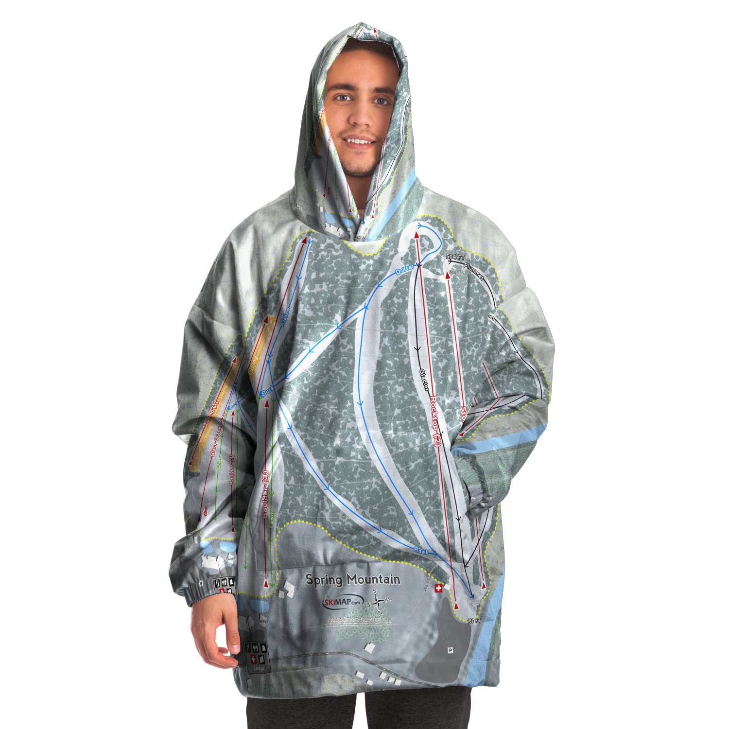 Spring Mountain, Pennsylvania Ski Trail Map Snug Hoodie