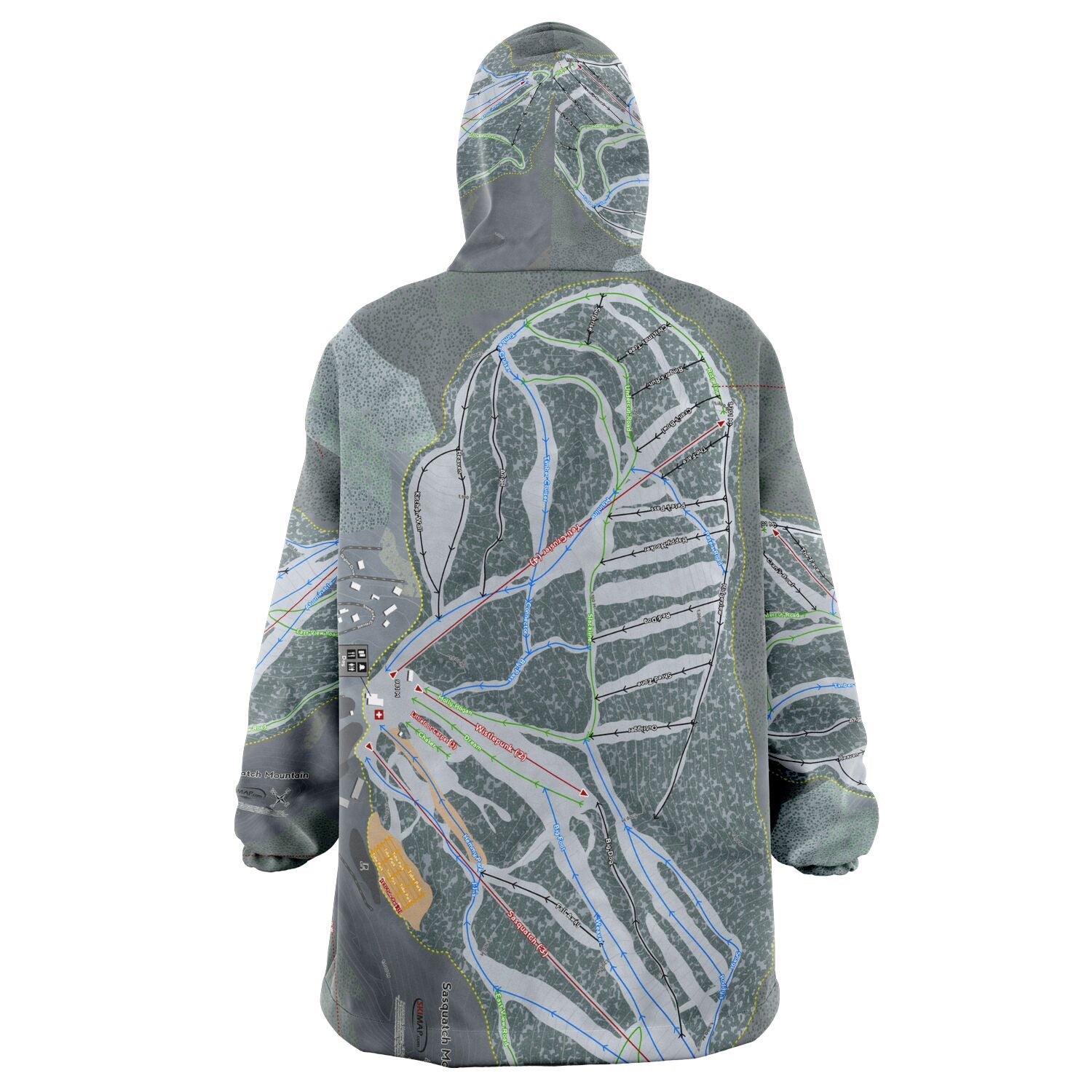 Sasquatch Mountain, British Columbia Ski Trail Map Snug Hoodie