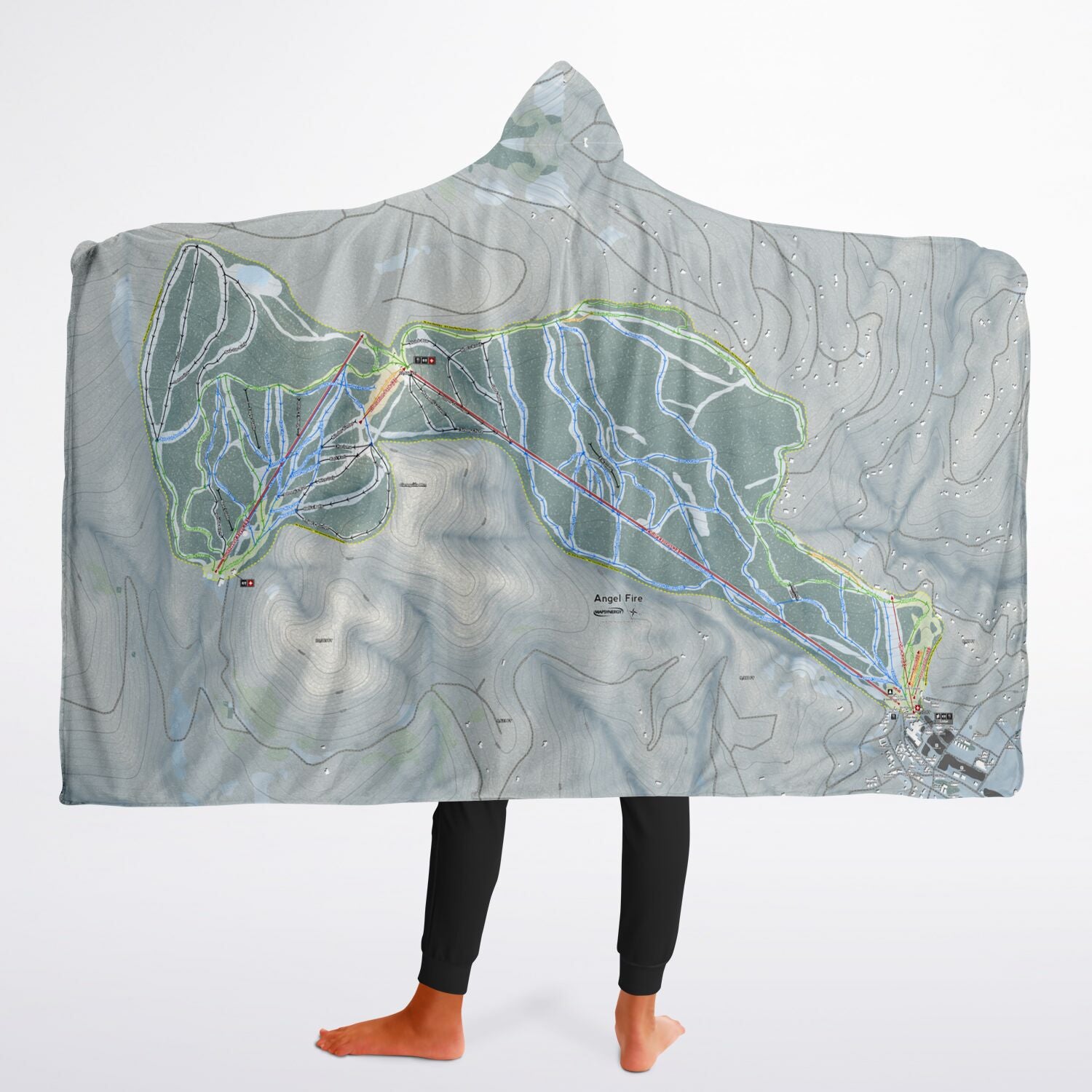 Angel Fire, New Mexico Ski Trail Map - Youth Hooded Blanket