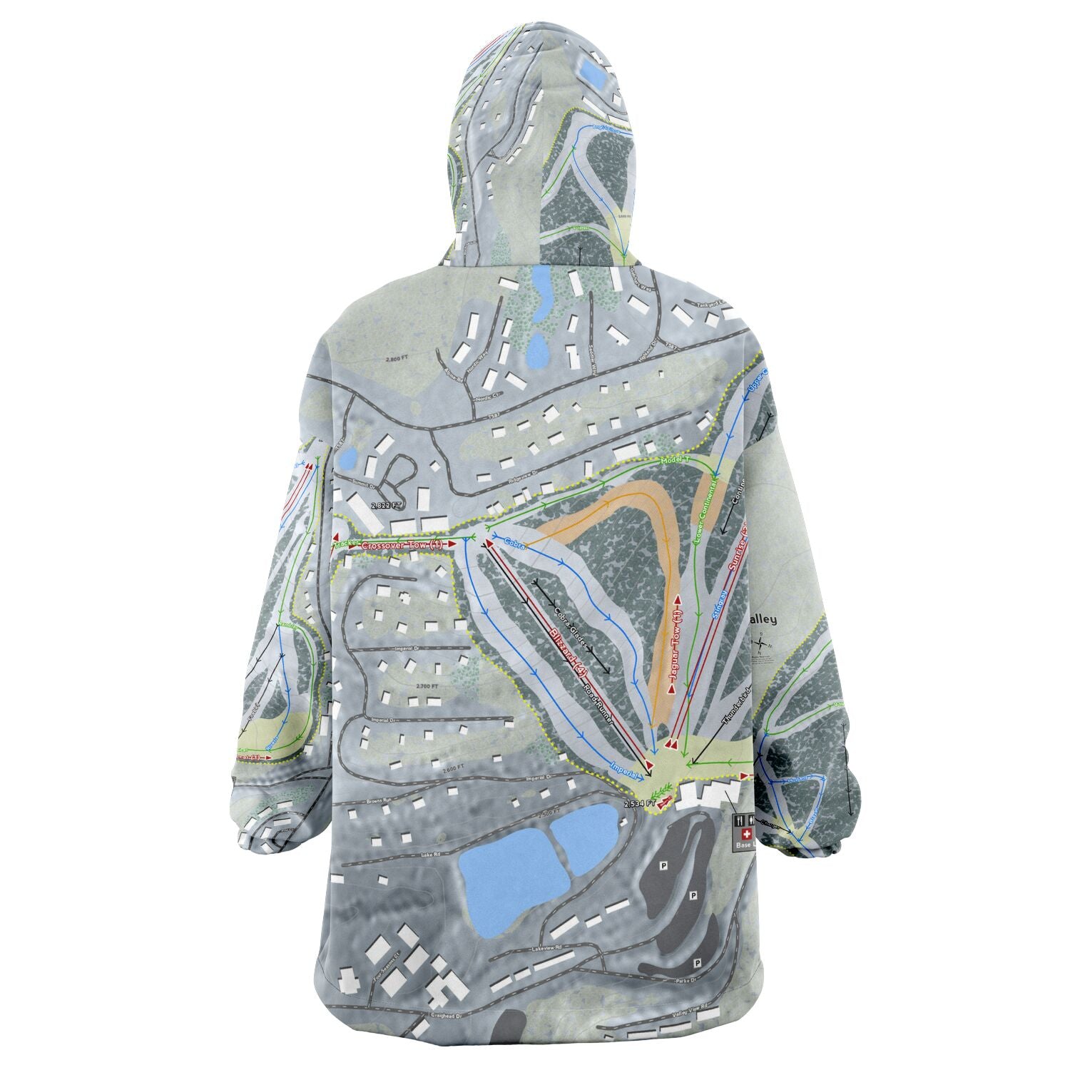 Hidden Valley, Pennsylvania Ski Trail Map Snug Hoodie