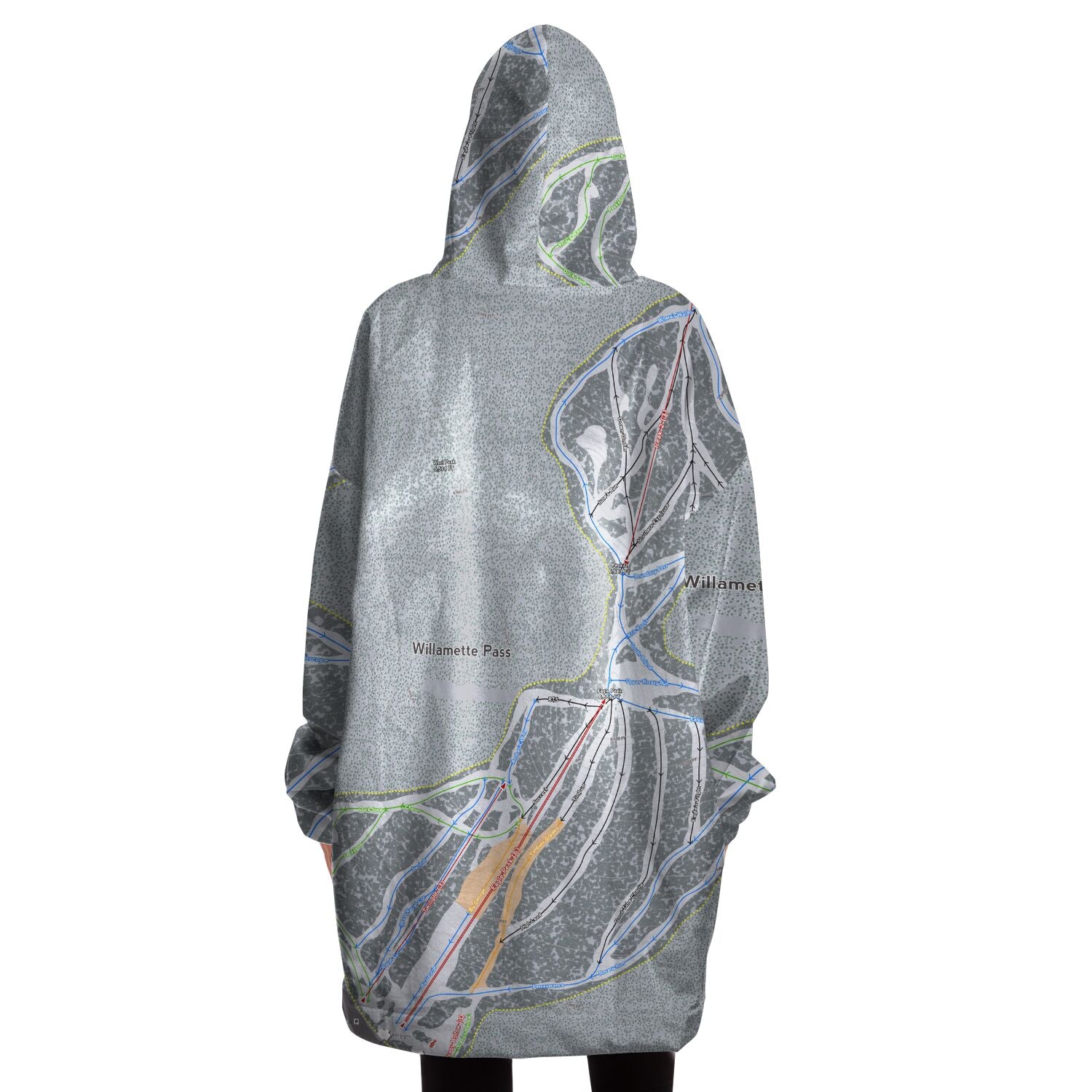 Willamette Pass, Oregon Ski Trail Map Snug Hoodie