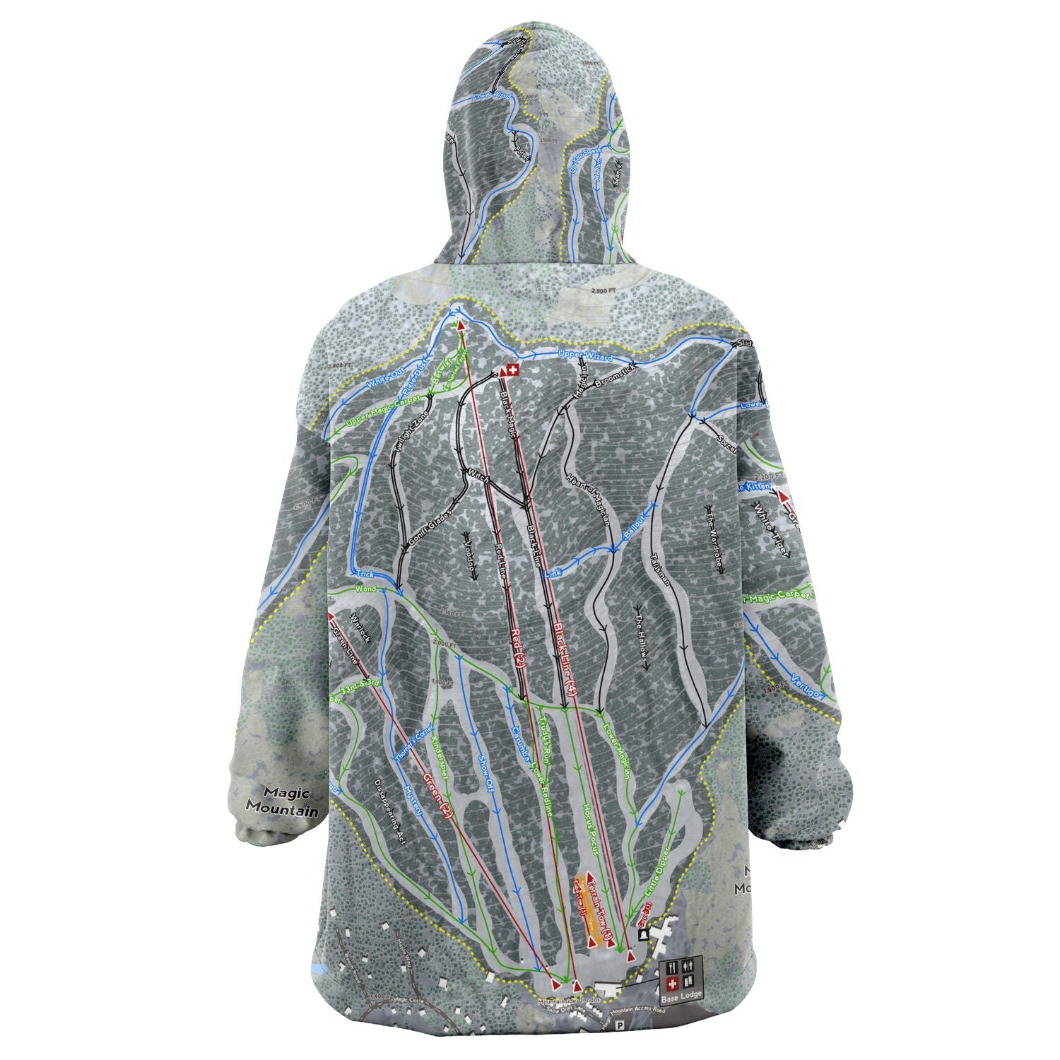 Magic Mountain, Vermont Ski Trail Map - Snug Hoodie