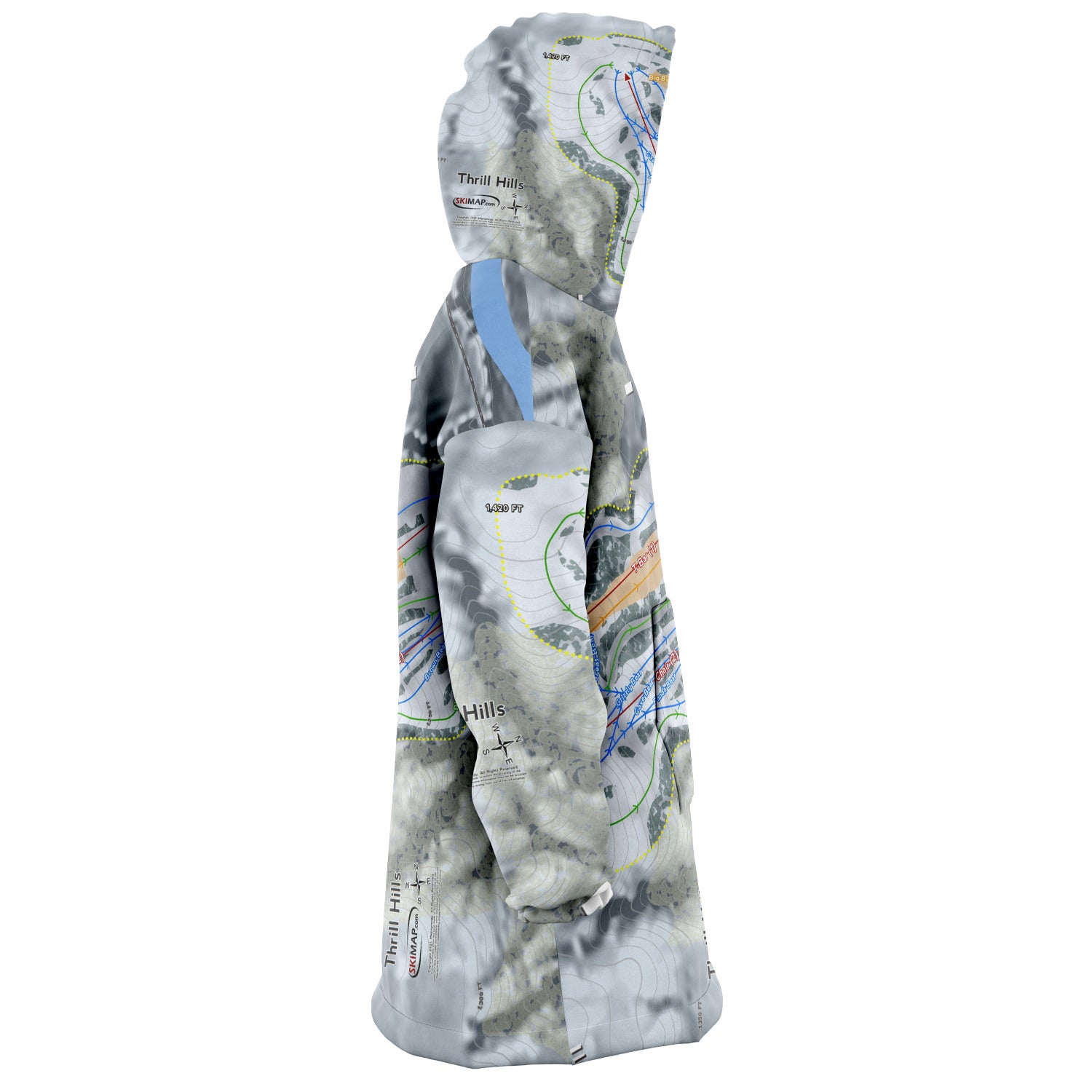 Thrill Hills, North Dakota Ski Trail Map Snug Hoodie