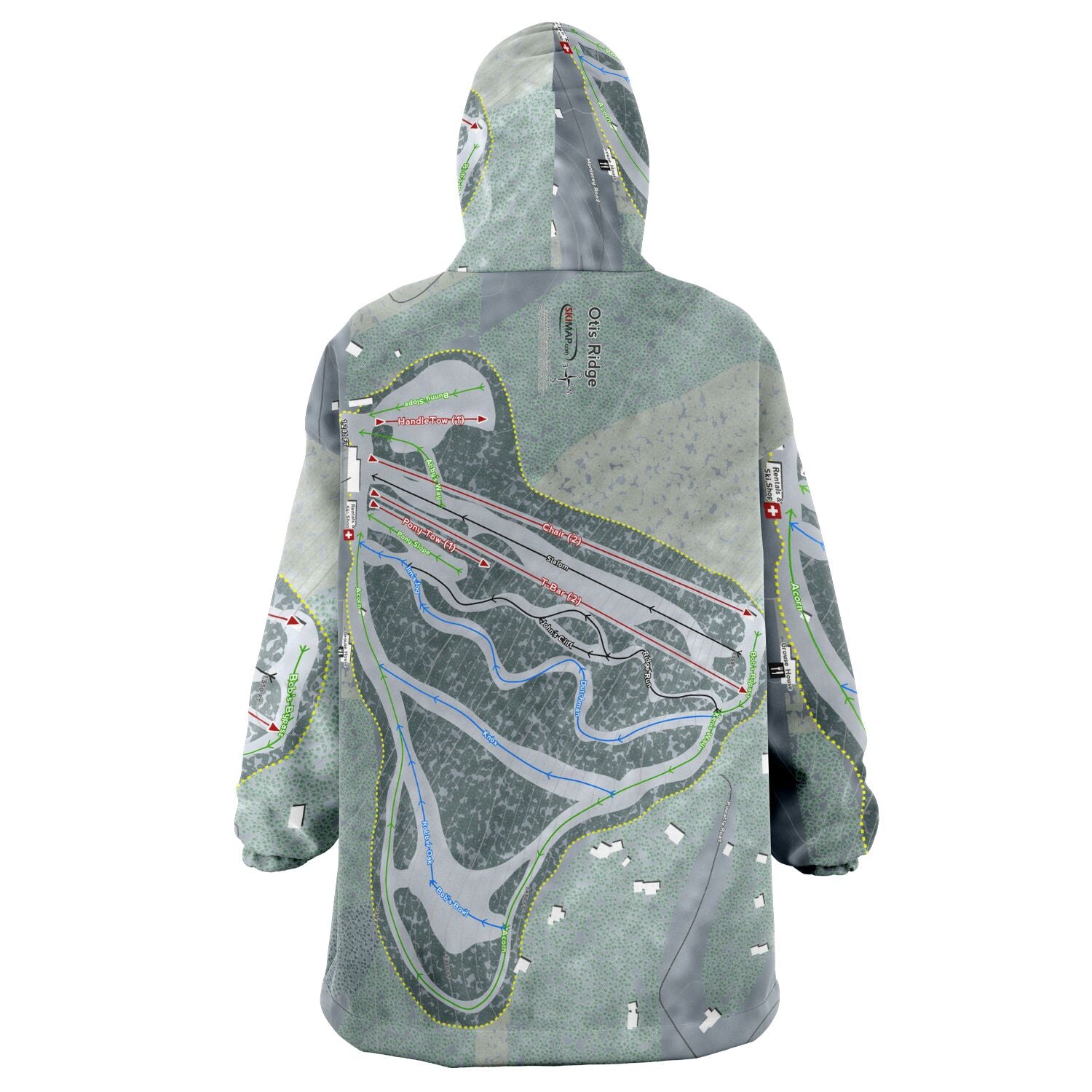 Otis Ridge, Massachusetts Ski Trail Map Snug Hoodie