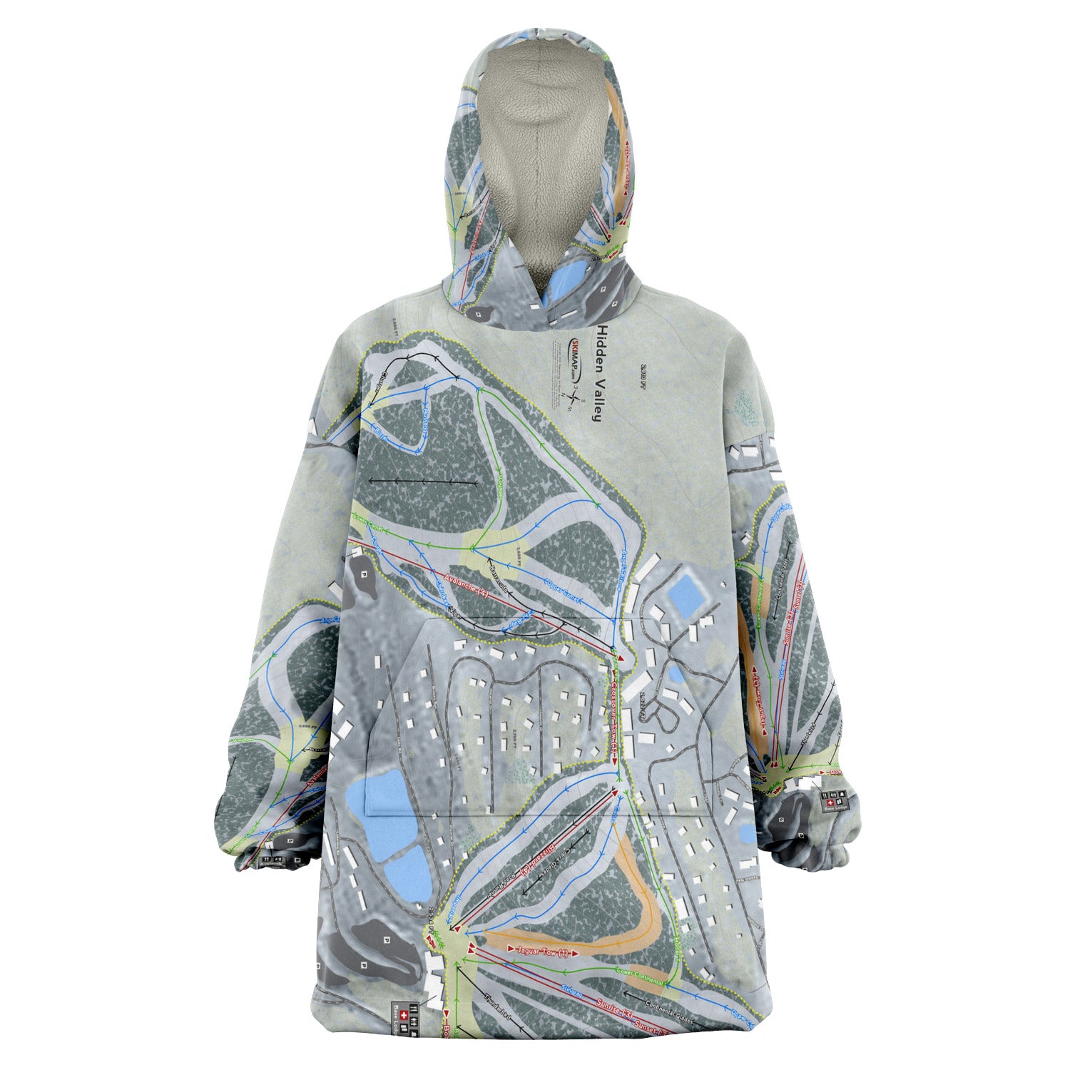 Hidden Valley, Missouri Ski Trail Map Snug Hoodie