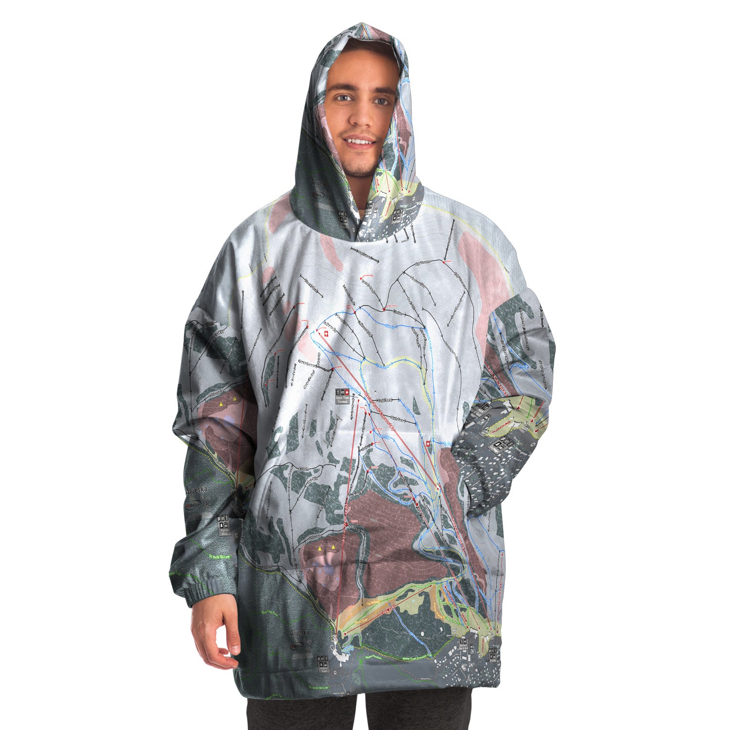 Alyeska, Alaska Ski Trail Map - Snug Hoodie