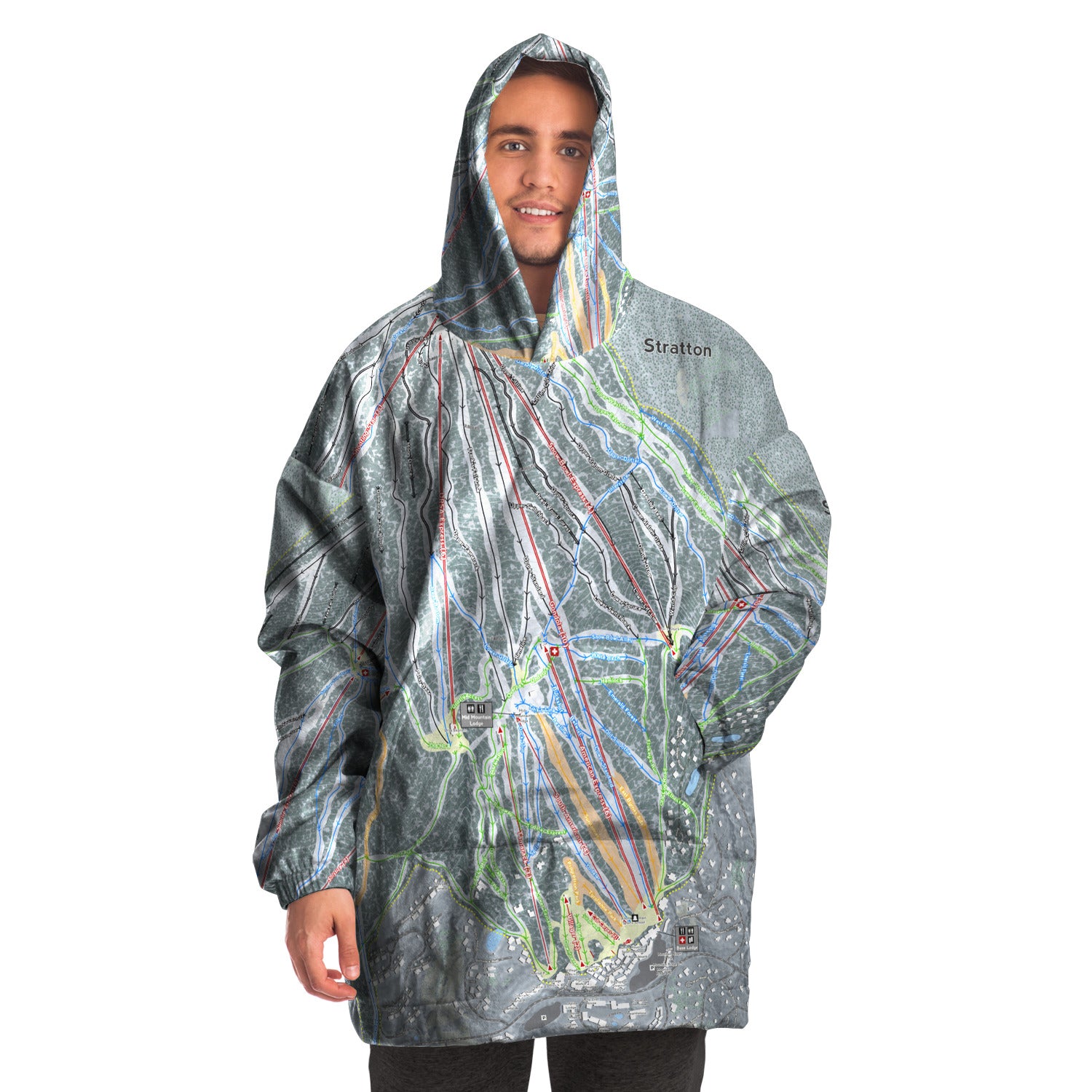 Stratton, Vermont Ski Trail Map - Snug Hoodie