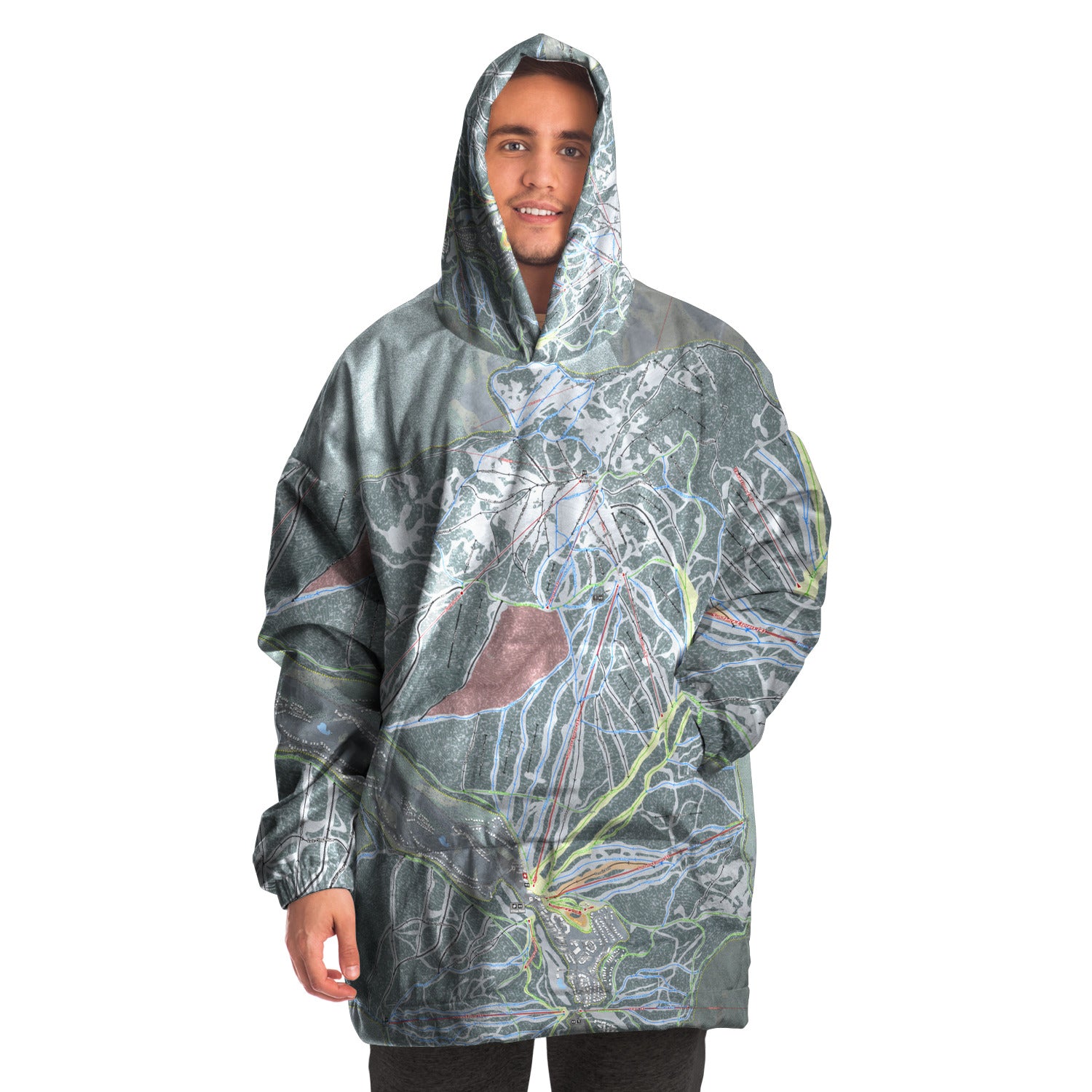 Sun Peaks, British Columbia Ski Trail Map Snug Hoodie