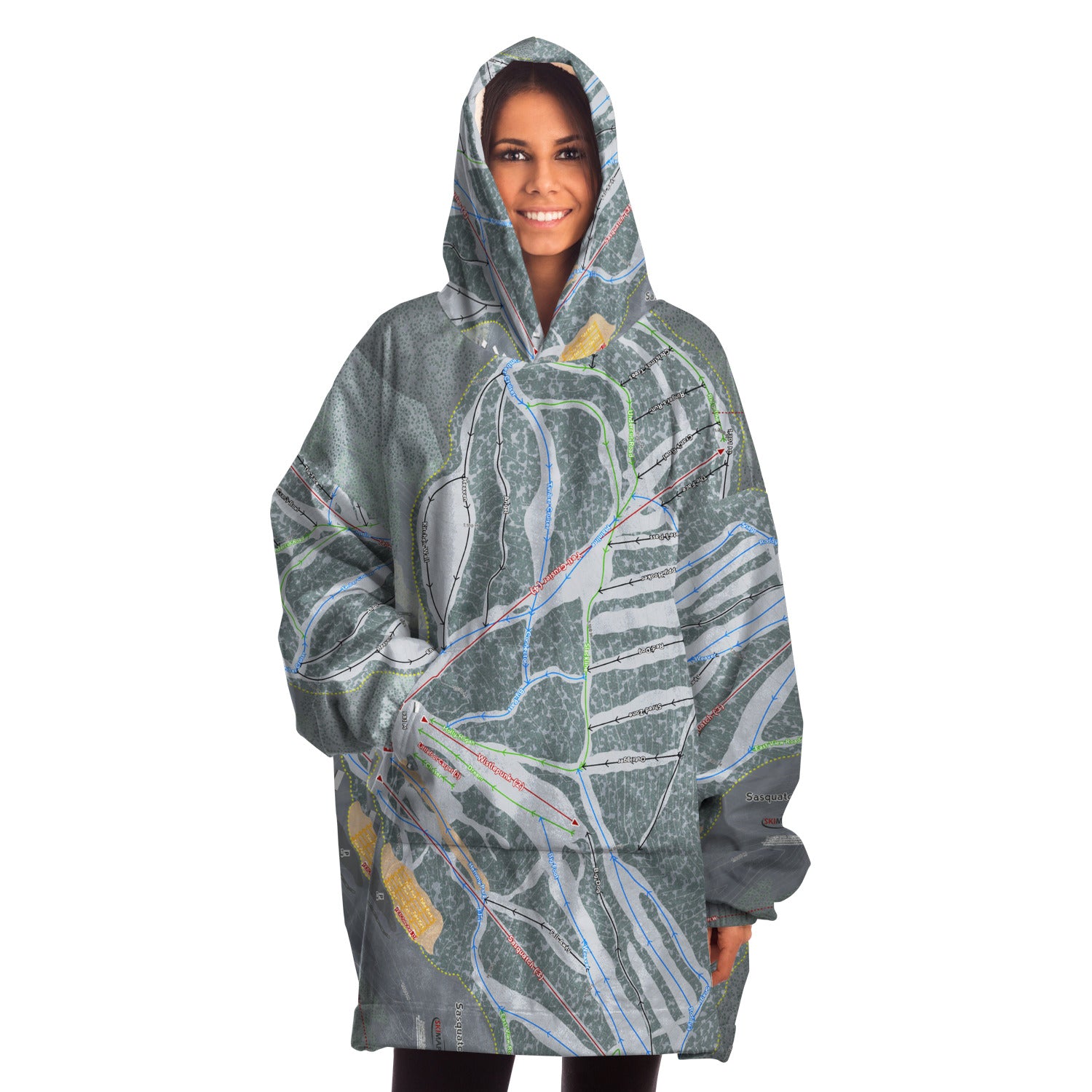 Sasquatch Mountain, British Columbia Ski Trail Map Snug Hoodie