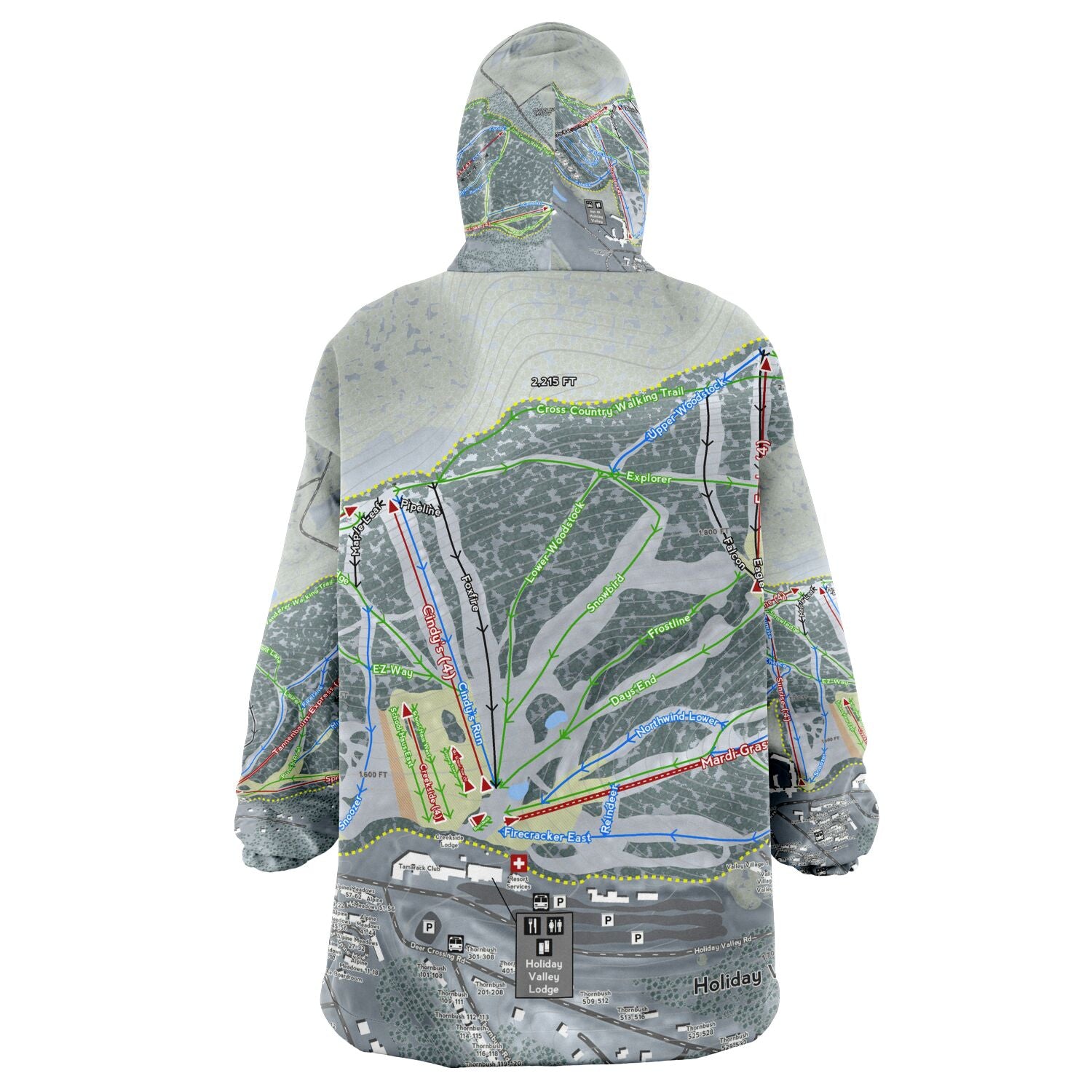 Holiday Valley, New York Ski Trail Map - Snug Hoodie