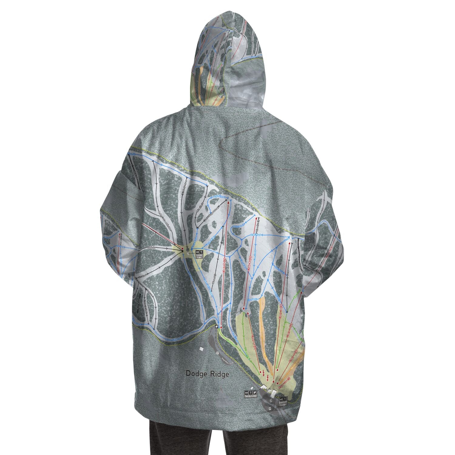 Dodge Ridge, California Ski Trail Map - Snug Hoodie