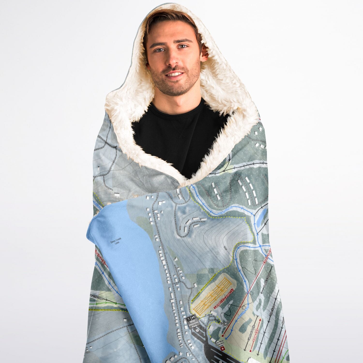 Wisp, Maryland Ski Trail Map - Adult Hooded Blanket