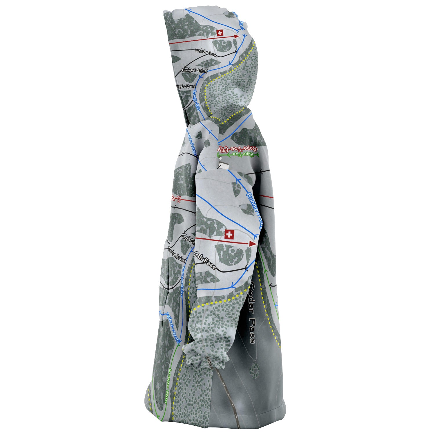 Cedar Pass, California Ski Trail Map - Snug Hoodie