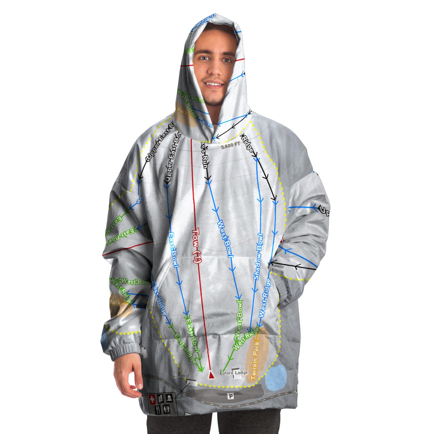 Rotarun, Idaho Ski Trail Map Snug Hoodie