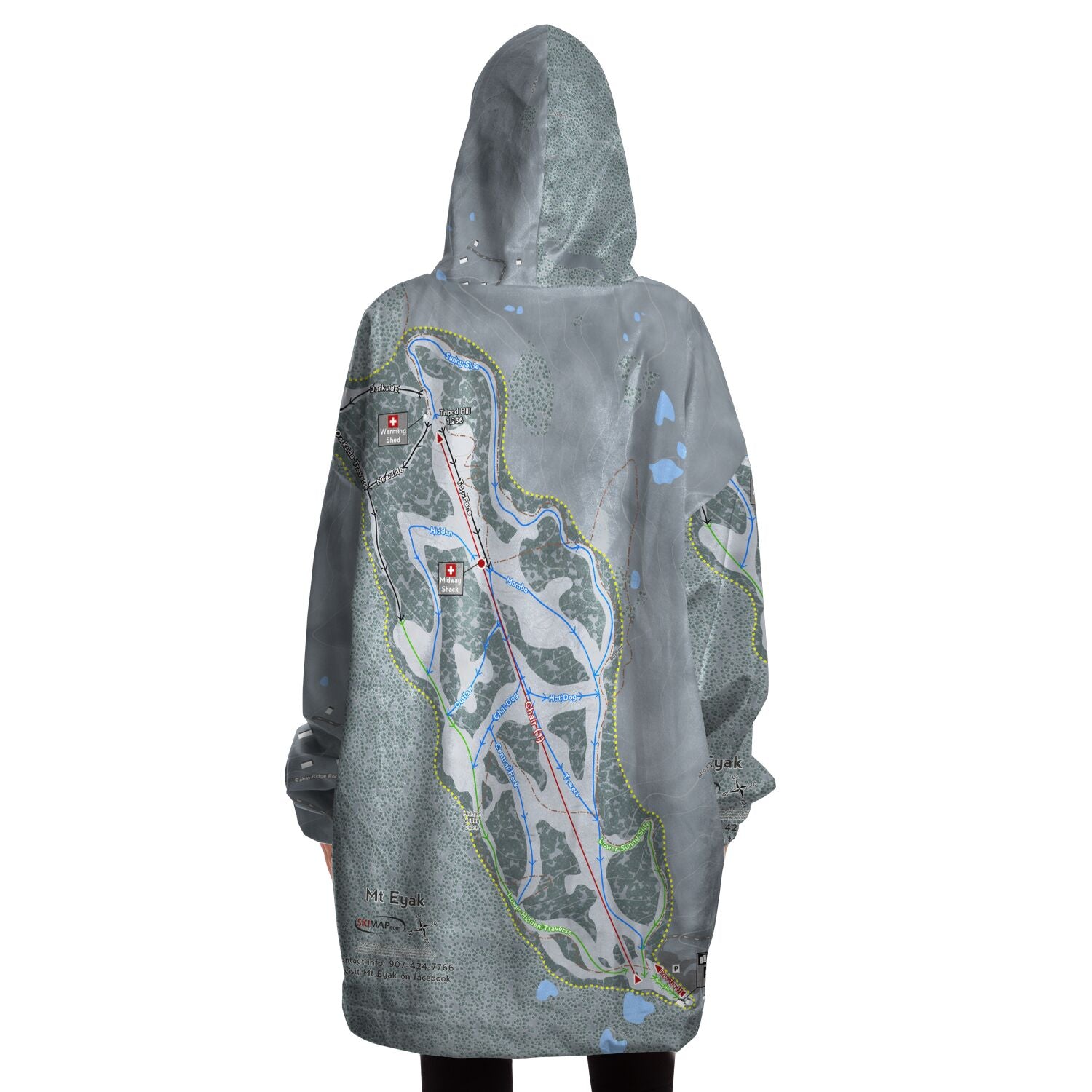 Mt Eyak, Alaska Ski Trail Map Snug Hoodie