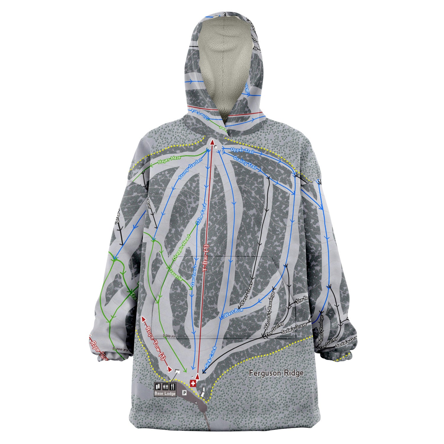 Ferguson Ridge, Oregon Ski Trail Map - Snug Hoodie