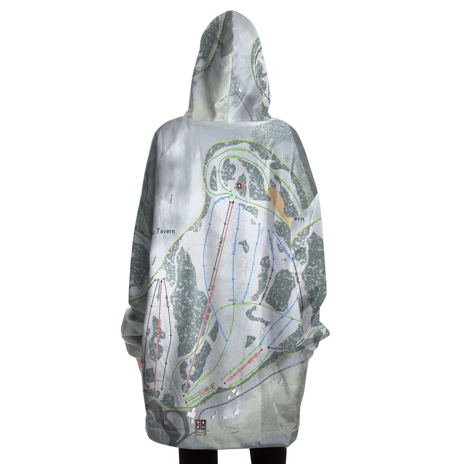 Sky Tavern, Nevada Ski Trail Map - Snug Hoodie